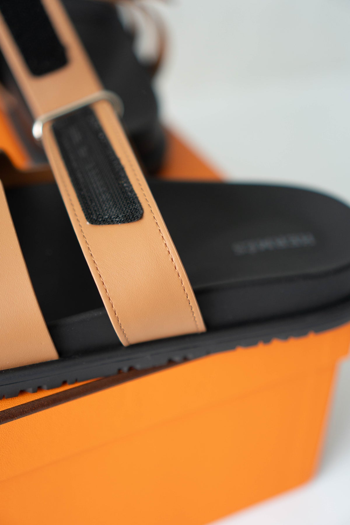 Chypre Sandals – Gold Calfskin & Black Rubber Sole