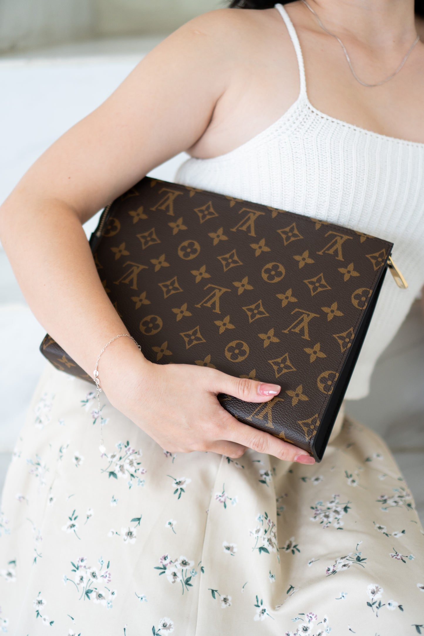 Structured Travel Pouch – Monogram Canvas with Black Leather Trim