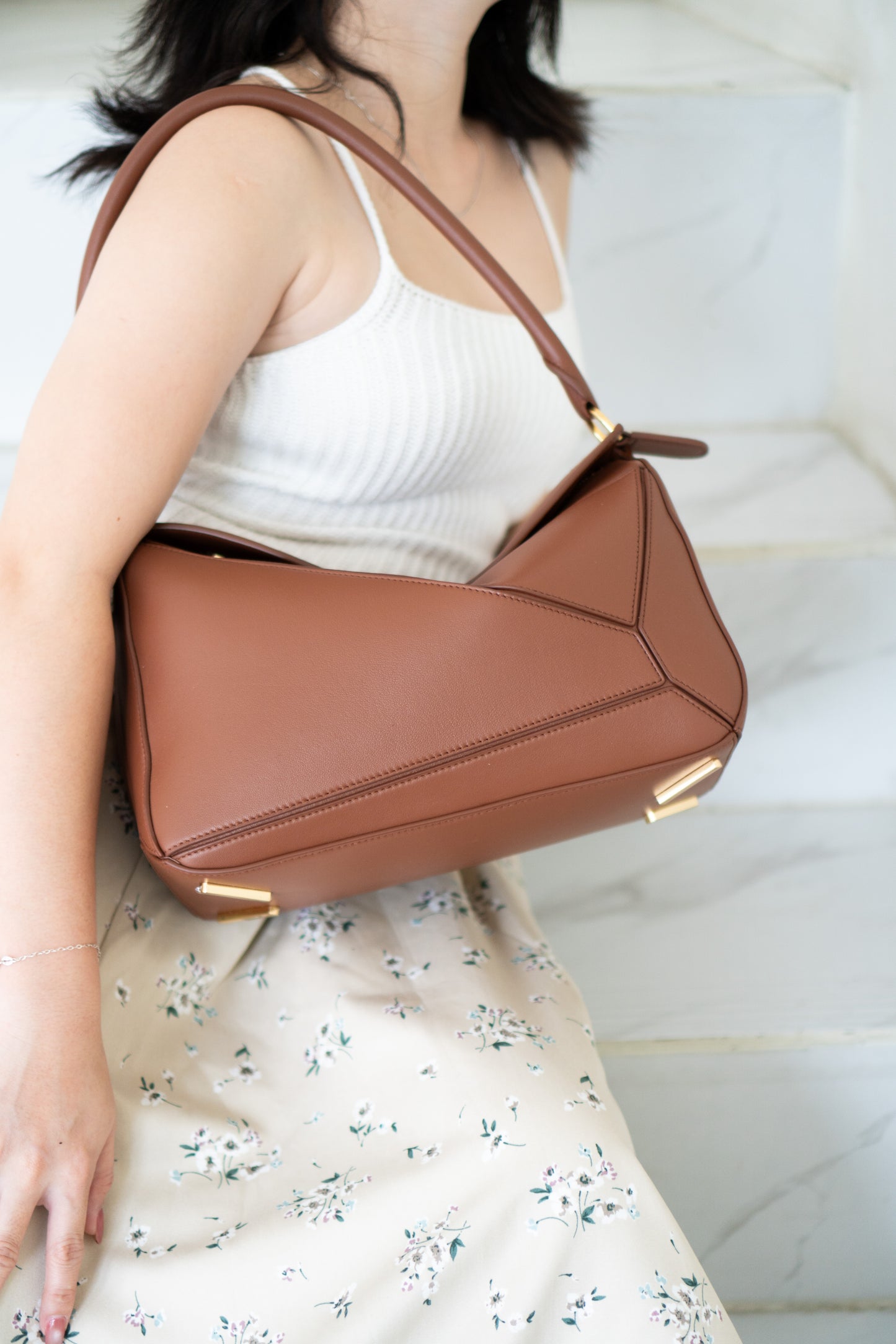 Featherlight Puzzle Bag in Medium Size – Pecan Nappa Lambskin