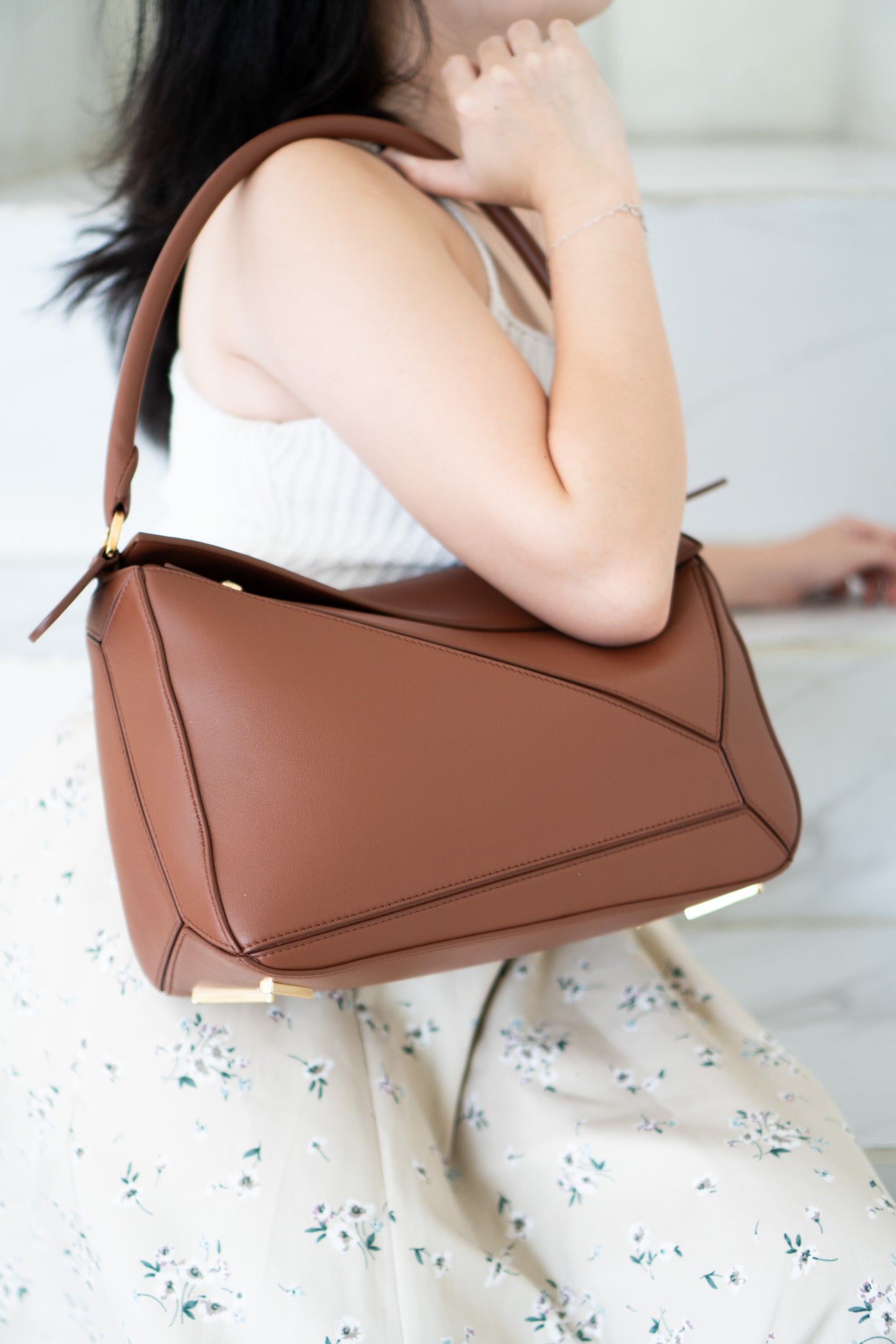 Featherlight Puzzle Bag in Medium Size – Pecan Nappa Lambskin