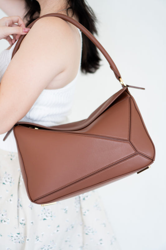 Featherlight Puzzle Bag in Medium Size – Pecan Nappa Lambskin