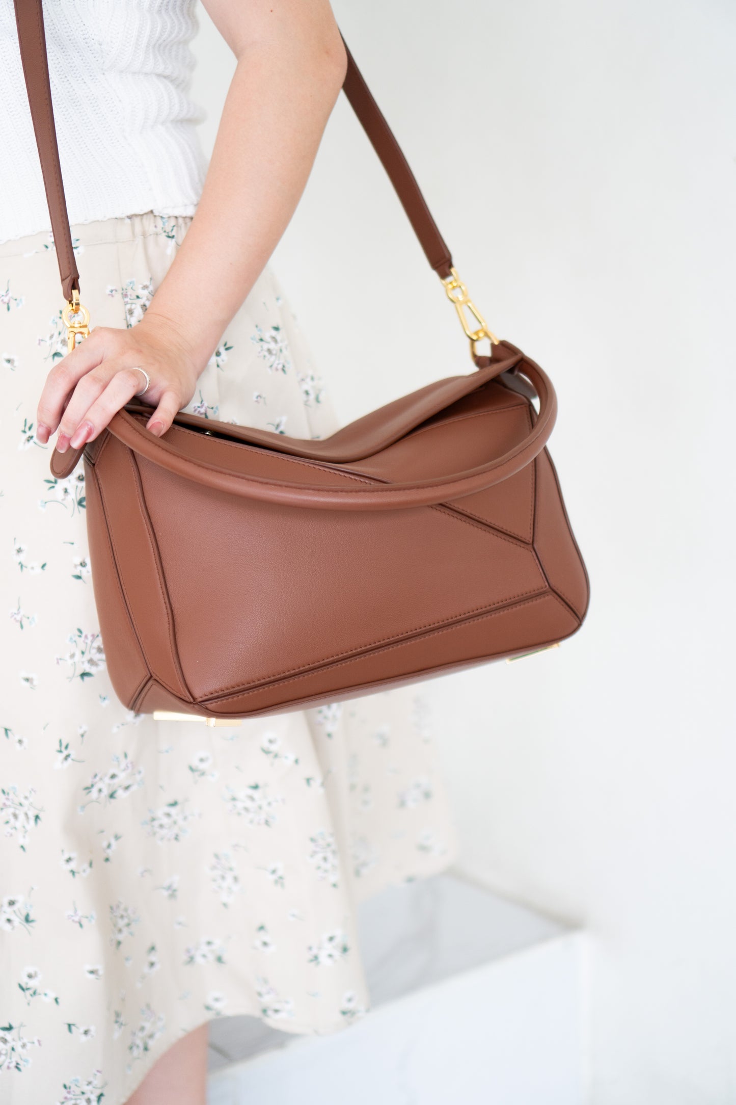 Featherlight Puzzle Bag in Medium Size – Pecan Nappa Lambskin