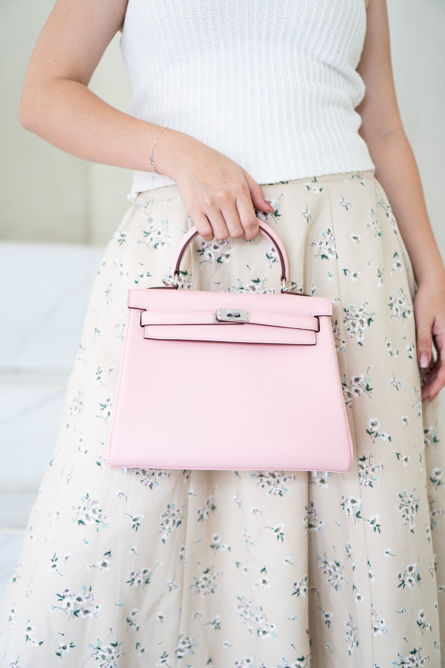 KL 25 Top Handle Bag – Rose Sakura Swift with Palladium Hardware
