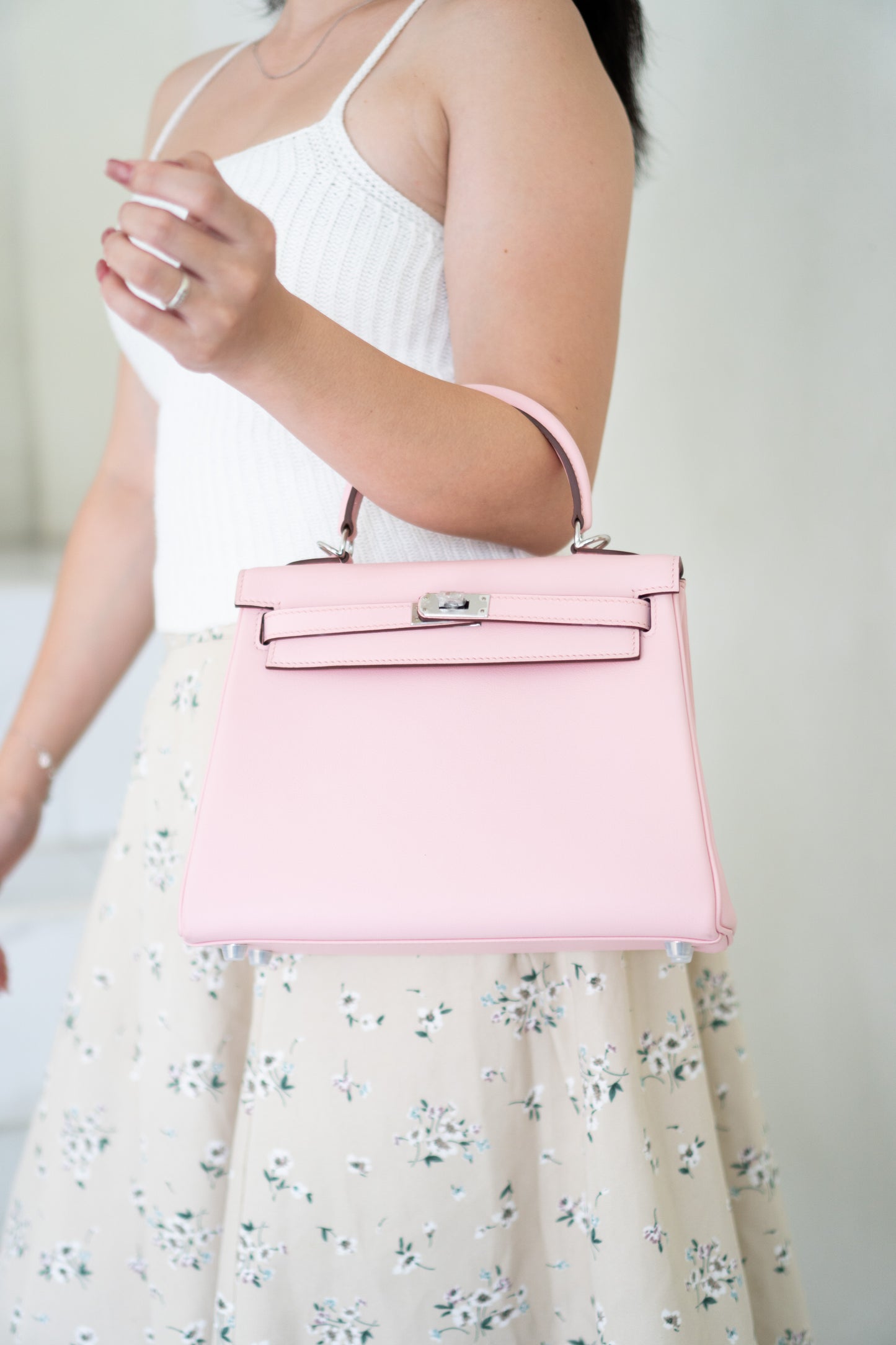 KL 25 Top Handle Bag – Rose Sakura Swift with Palladium Hardware