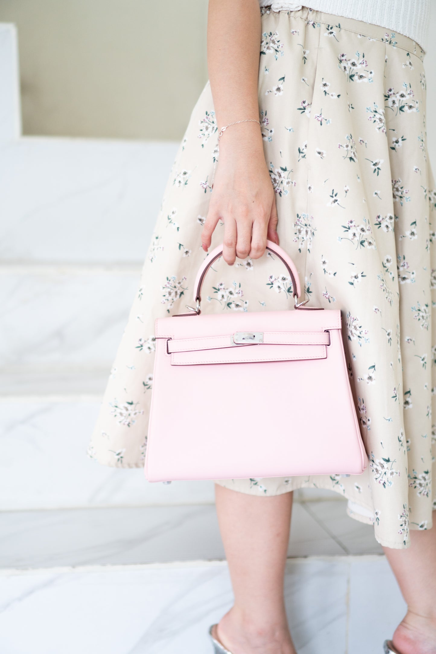 KL 25 Top Handle Bag – Rose Sakura Swift with Palladium Hardware