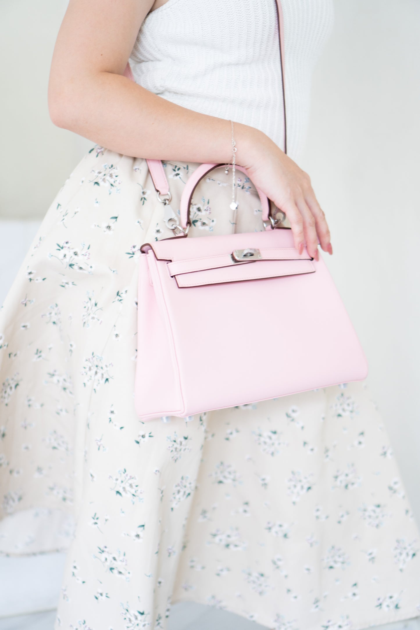 KL 25 Top Handle Bag – Rose Sakura Swift with Palladium Hardware