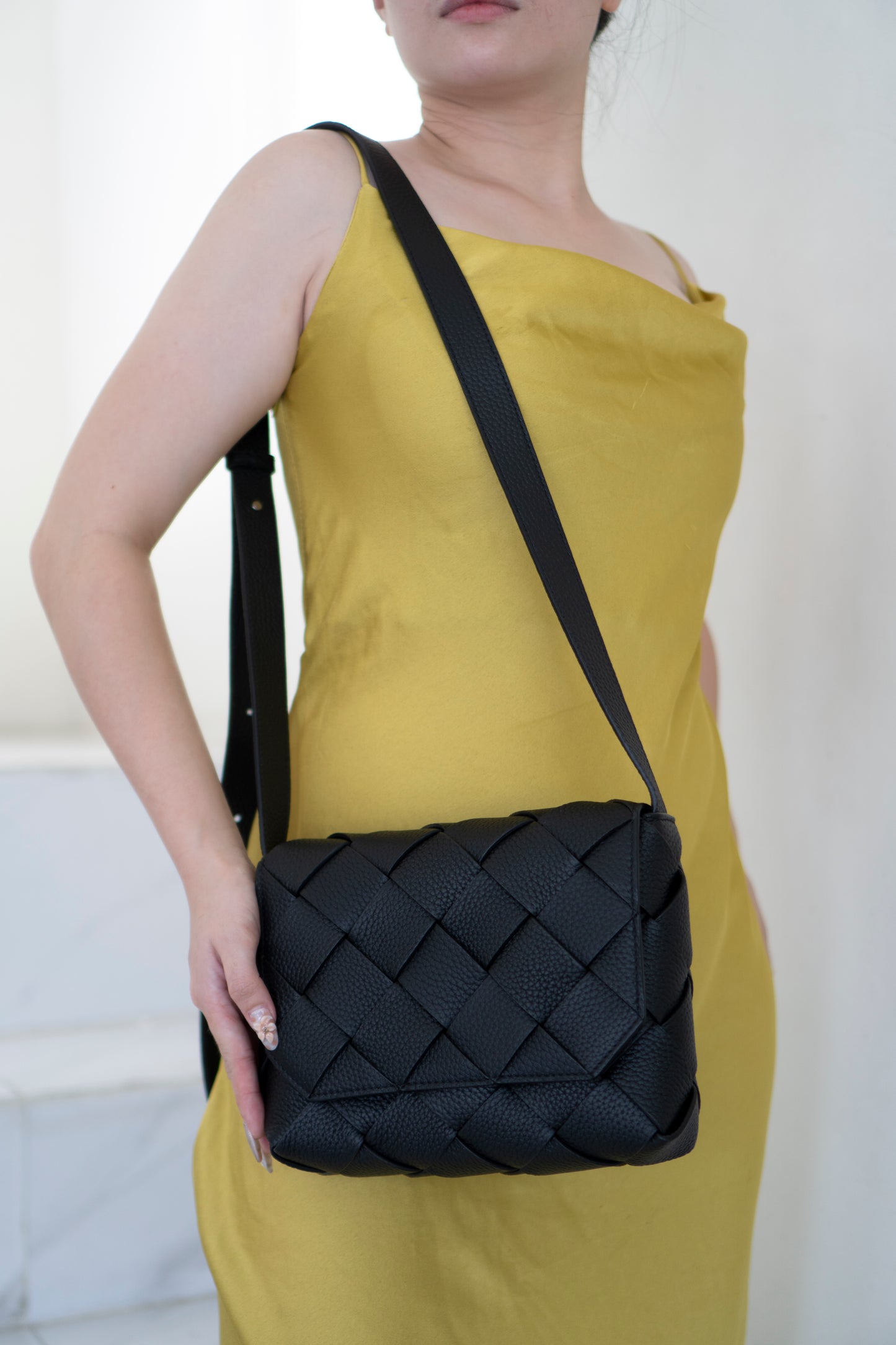 Diago Crossbody – Black Grained Calfskin Leather