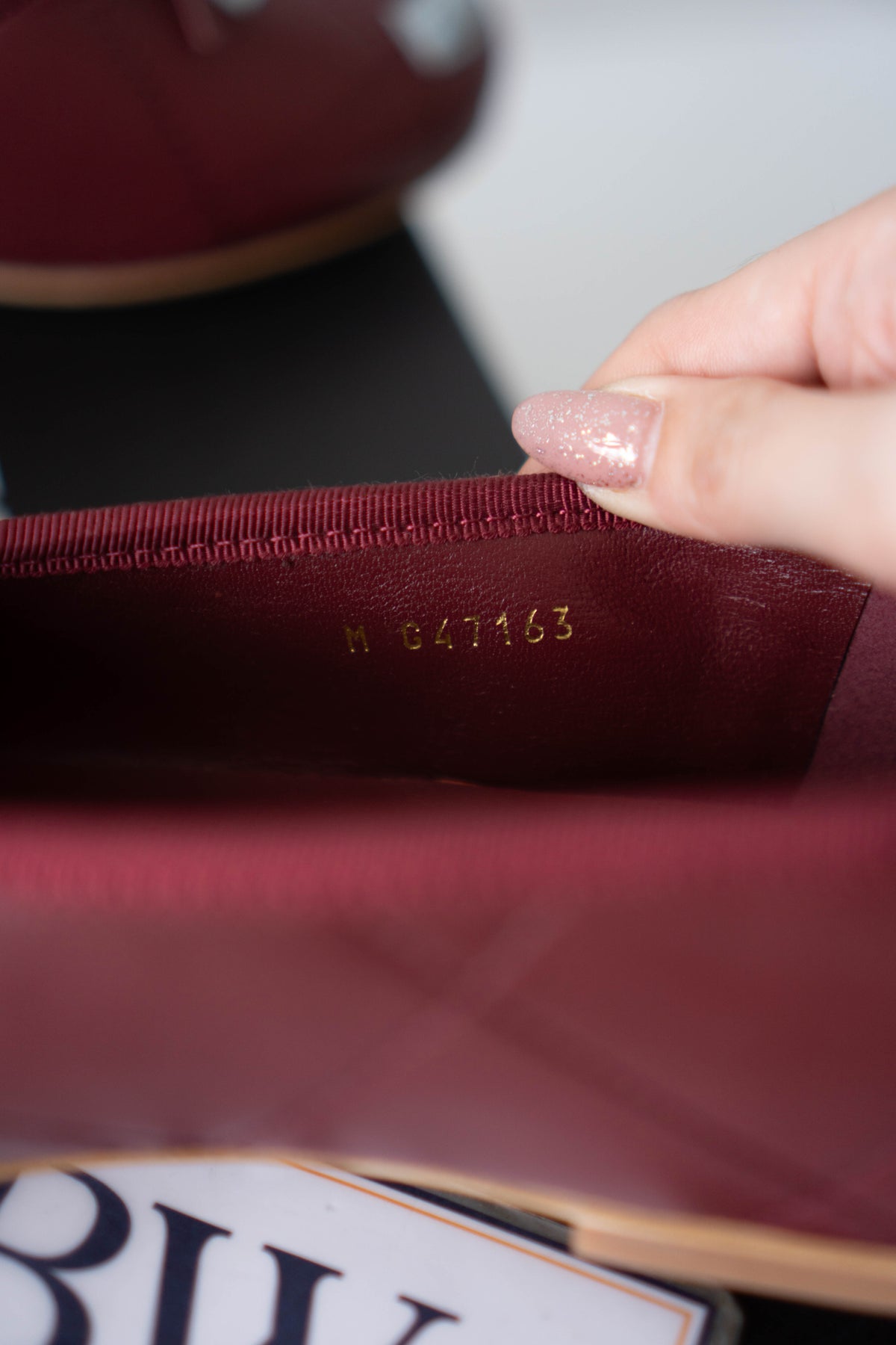 CC Quilted Ballet Flats – Burgundy & Light Blue Lambskin