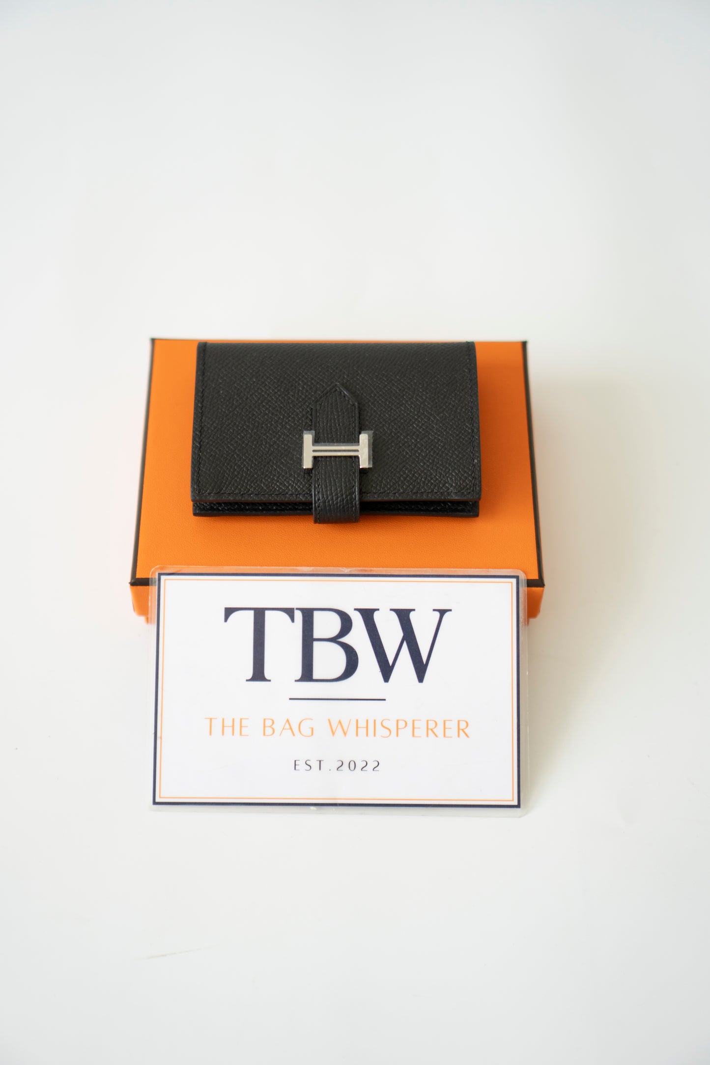 Bearn Card Holder – Black Epsom Leather with Palladium Hardware