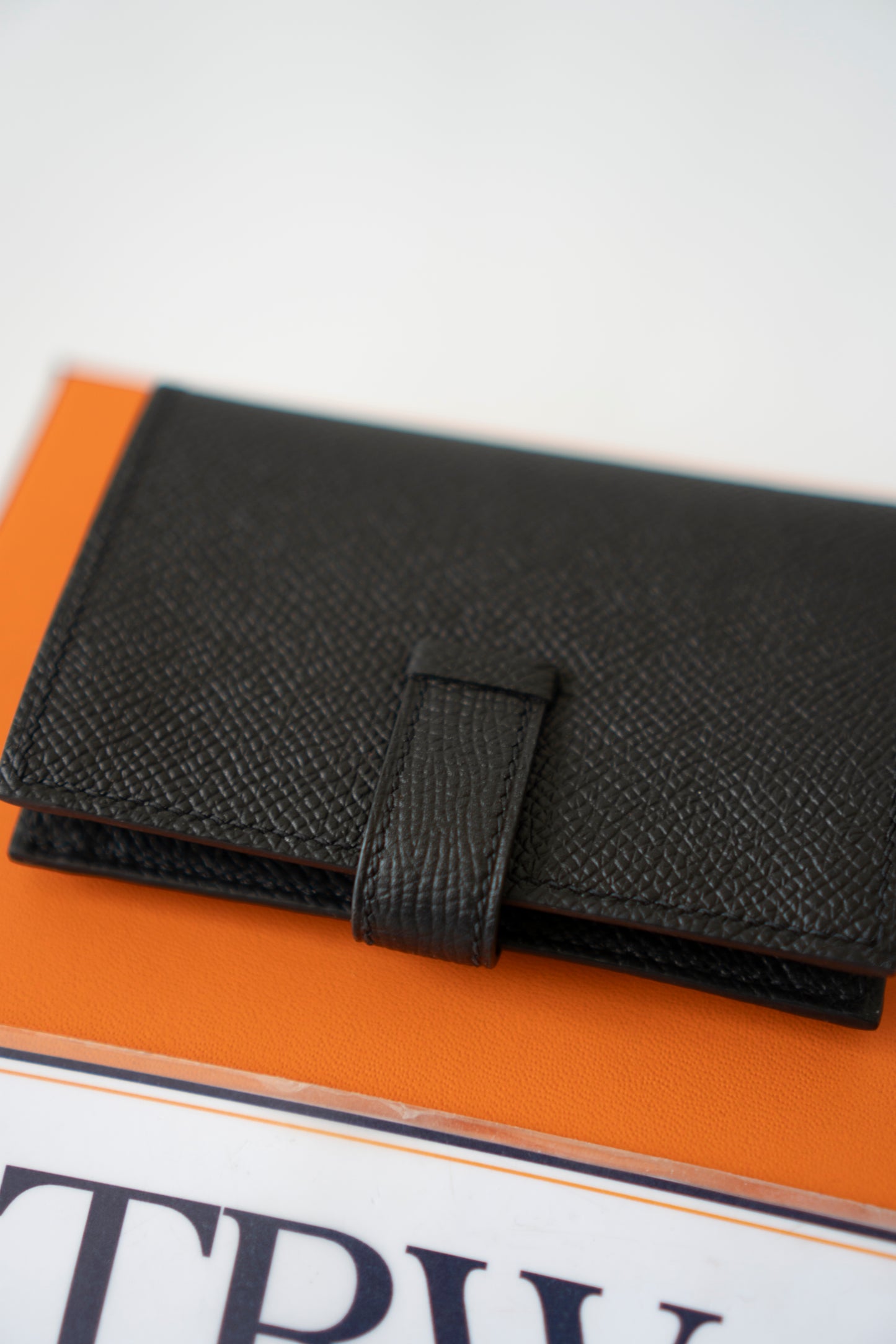 Bearn Card Holder – Black Epsom Leather with Palladium Hardware