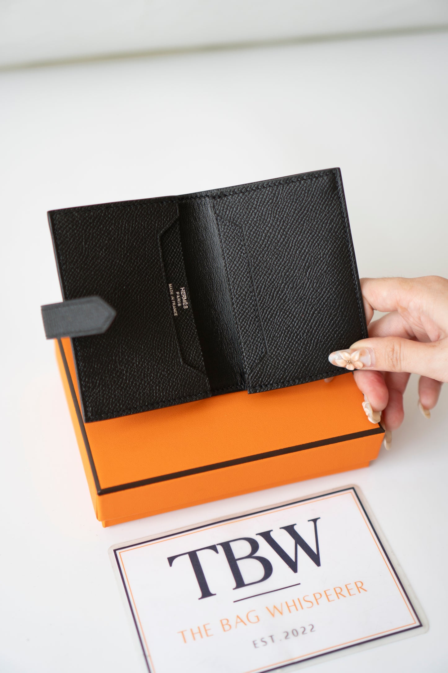 Bearn Card Holder – Black Epsom Leather with Palladium Hardware