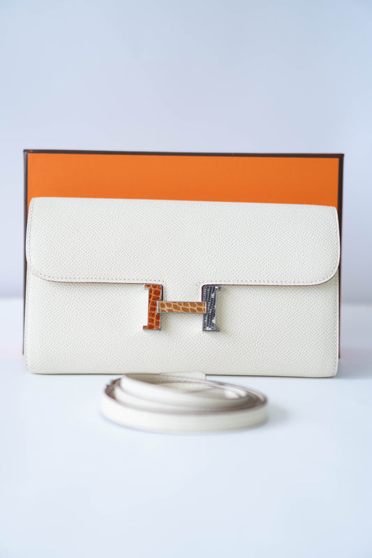 Constanc Wallet To Go with Touch of Exotic Nata Epsom Leather with Palladium Hardware