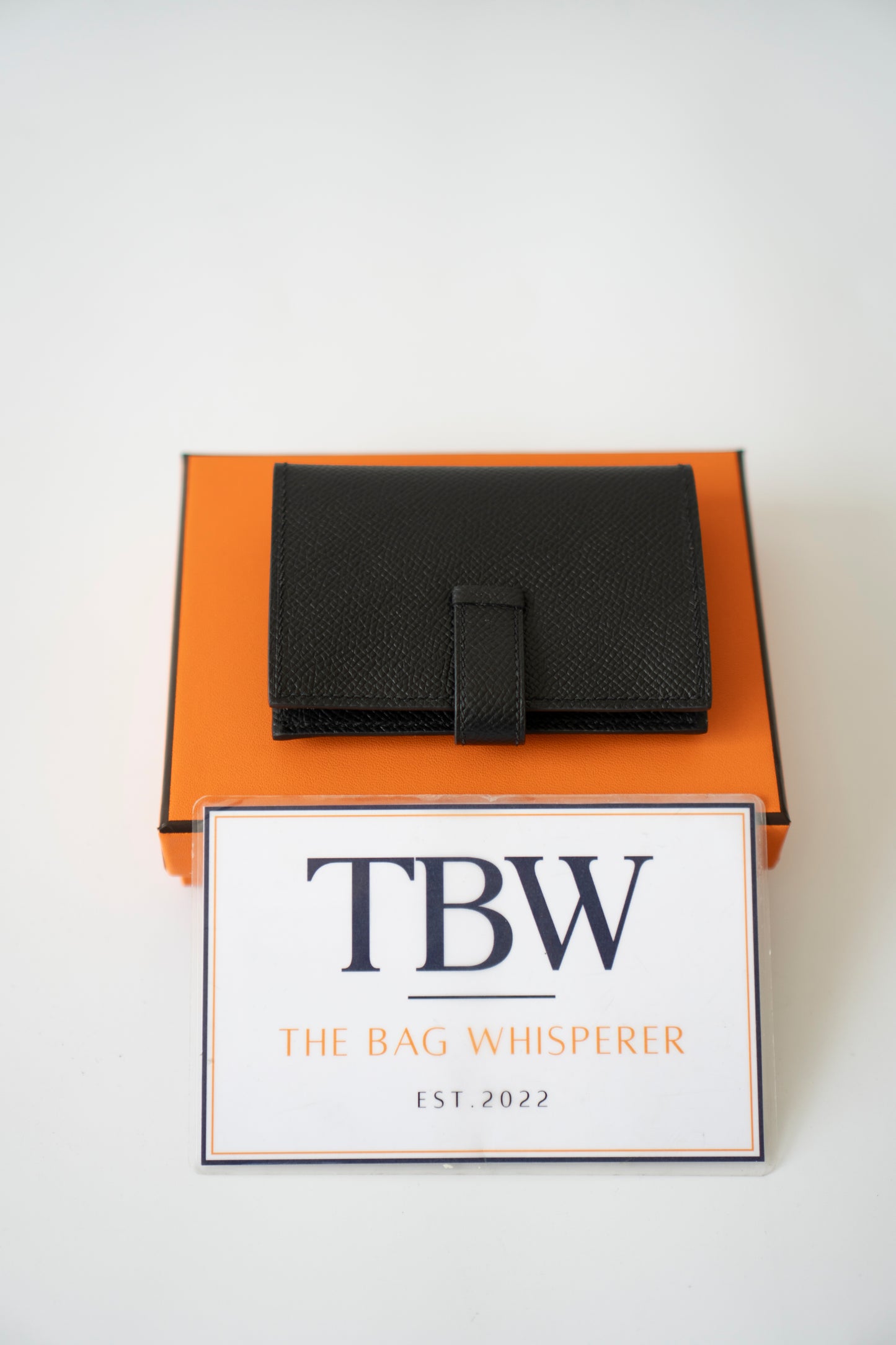 Bearn Card Holder – Black Epsom Leather with Gold Hardware