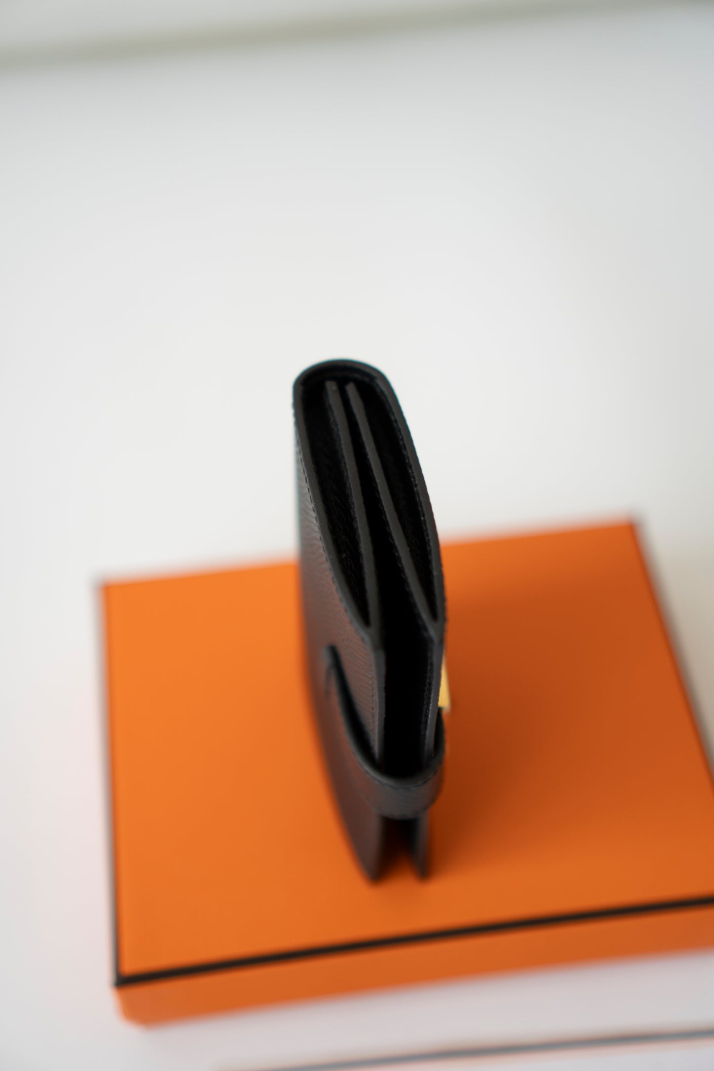 Bearn Card Holder – Black Epsom Leather with Gold Hardware