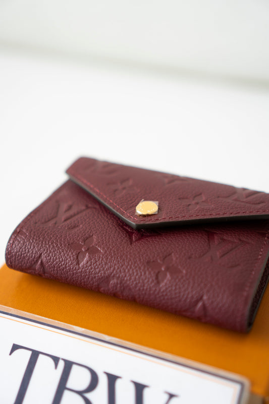 Victorine Wallet – Burgundy Empreinte Leather
