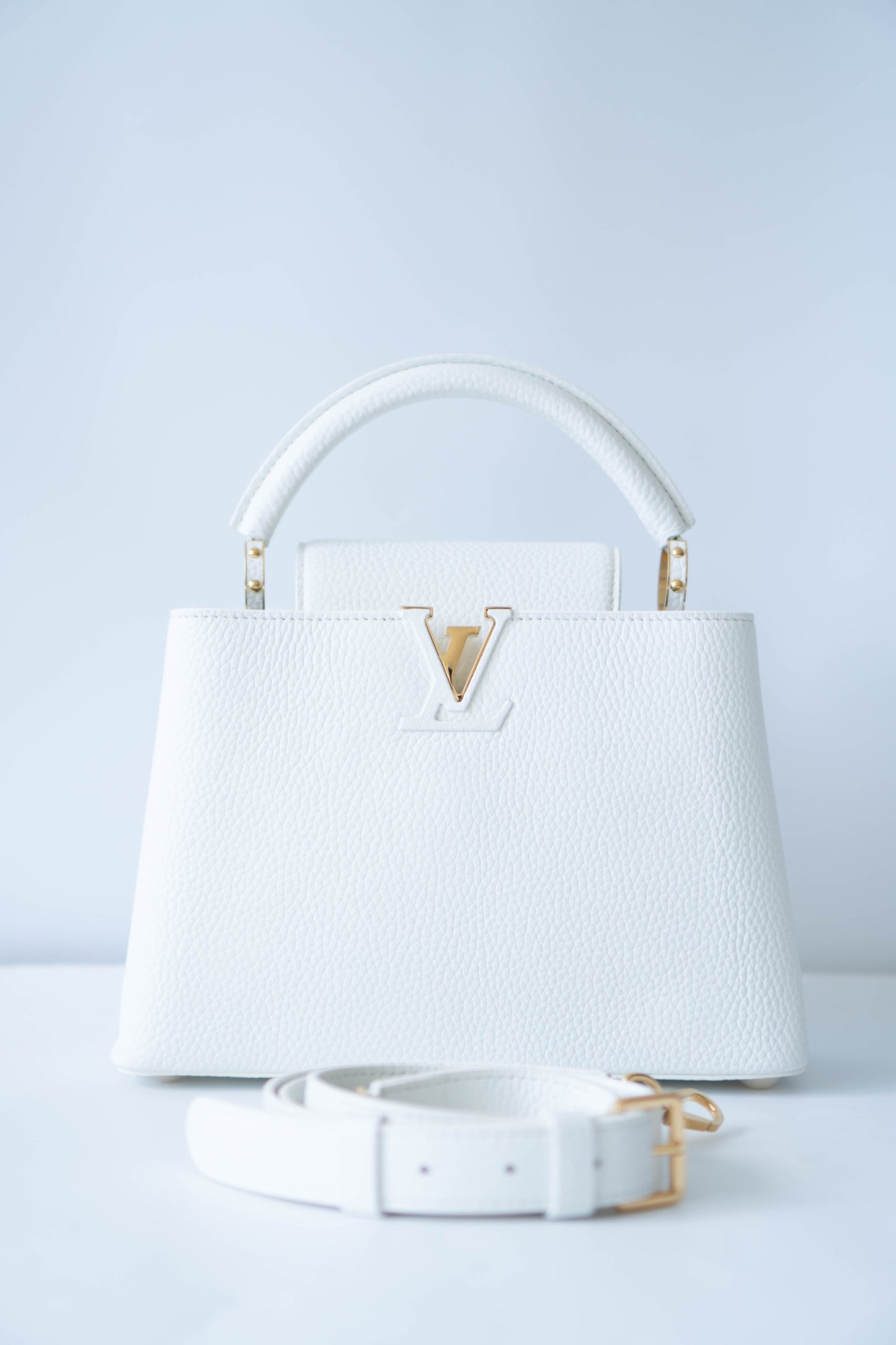 Capucine BB in Snow White Taurillon Leather With Gold Hardware