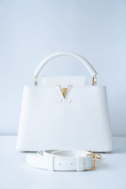 Capucine BB in Snow White Taurillon Leather With Gold Hardware