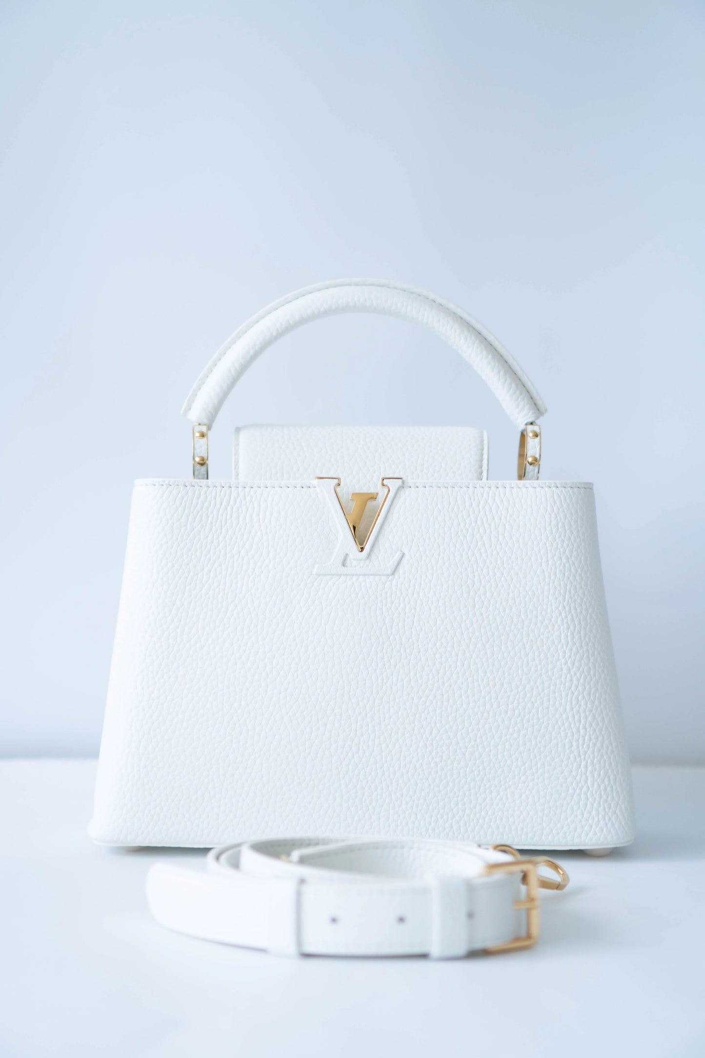 Capucine BB in Snow White Taurillon Leather With Gold Hardware