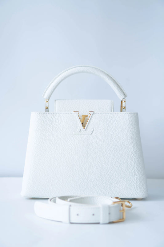 Capucine BB in Snow White Taurillon Leather With Gold Hardware