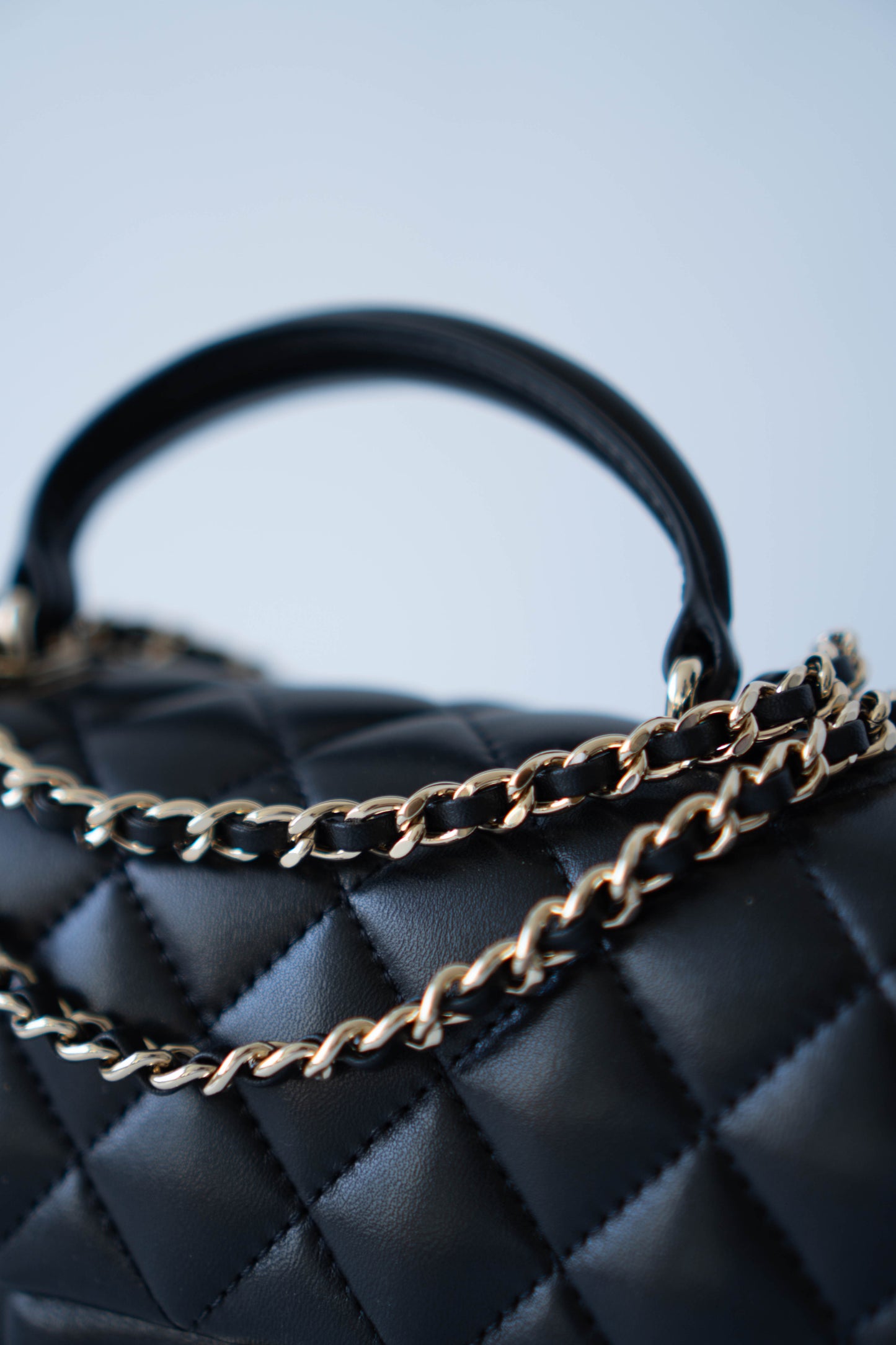 Mini Top Handle Flap – Black Lambskin with Gold Hardware