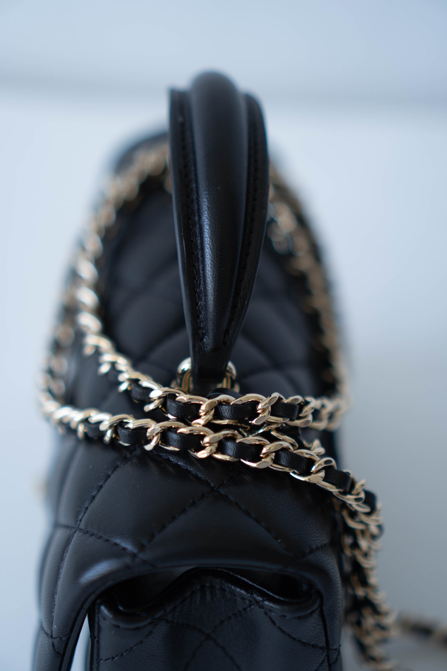 Mini Top Handle Flap – Black Lambskin with Gold Hardware