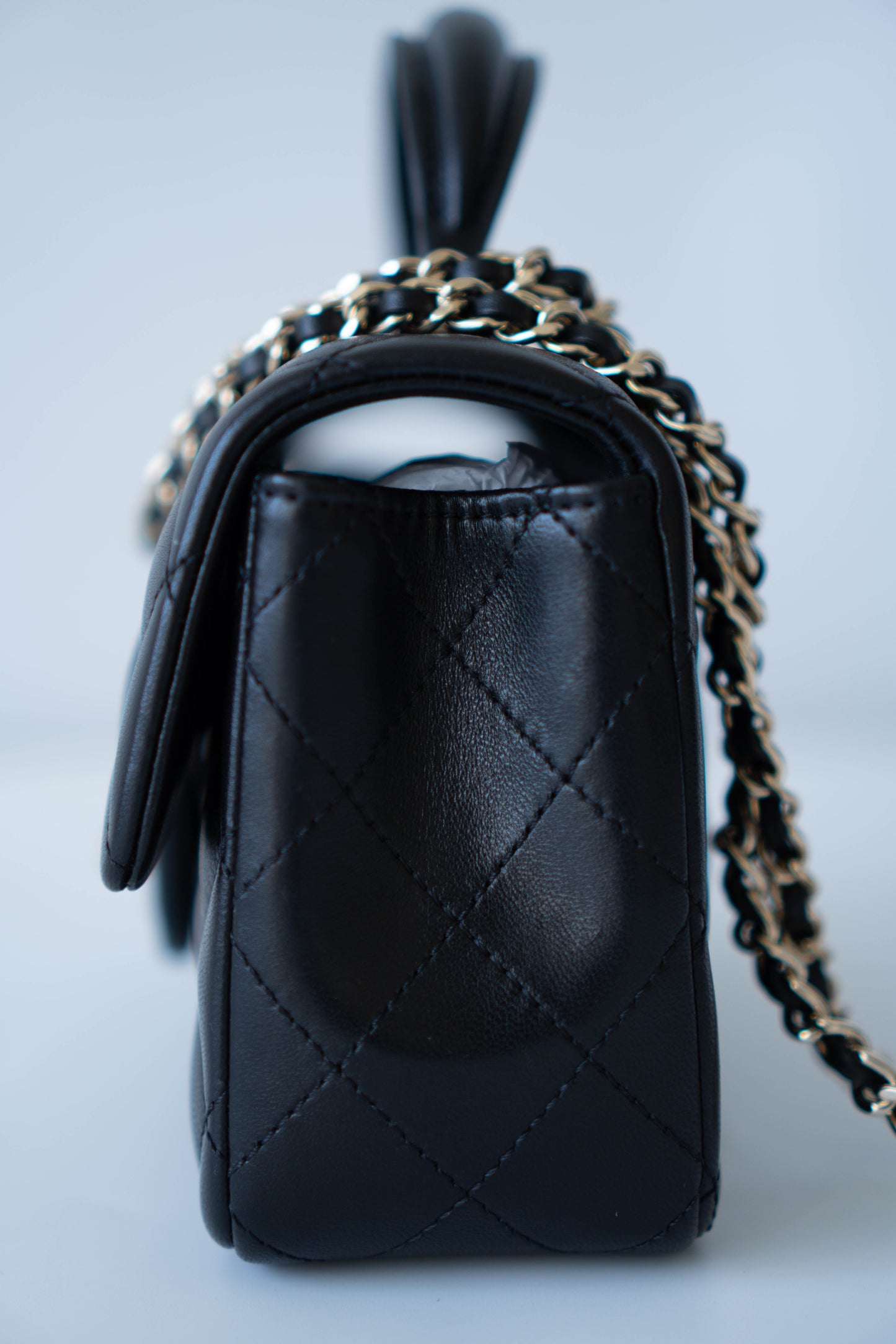 Mini Top Handle Flap – Black Lambskin with Gold Hardware