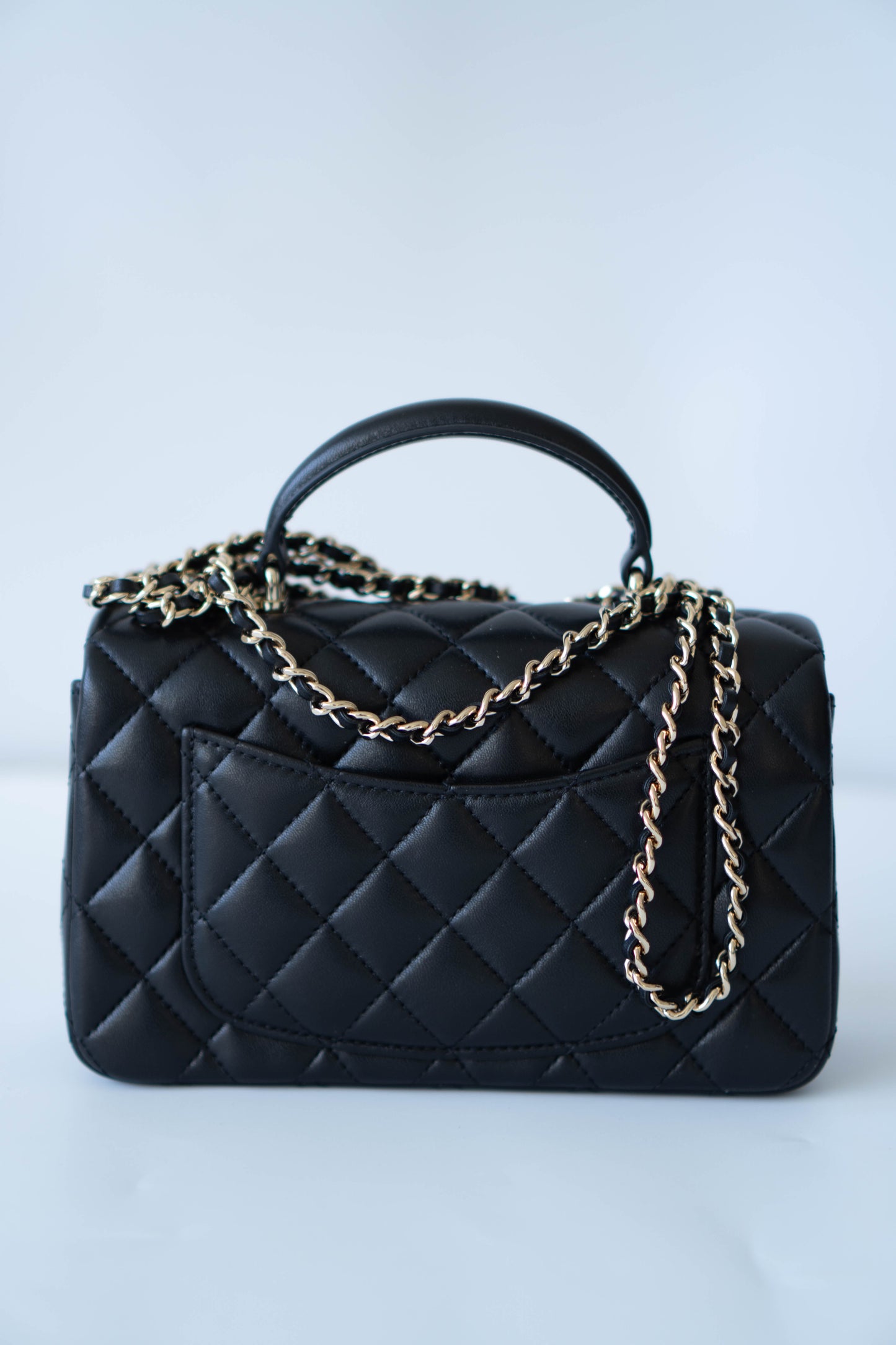 Mini Top Handle Flap – Black Lambskin with Gold Hardware