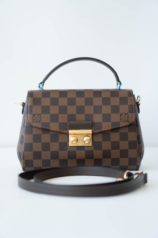 Croisette Top Handle Flap – Damier Ebene Canvas with Gold Hardware