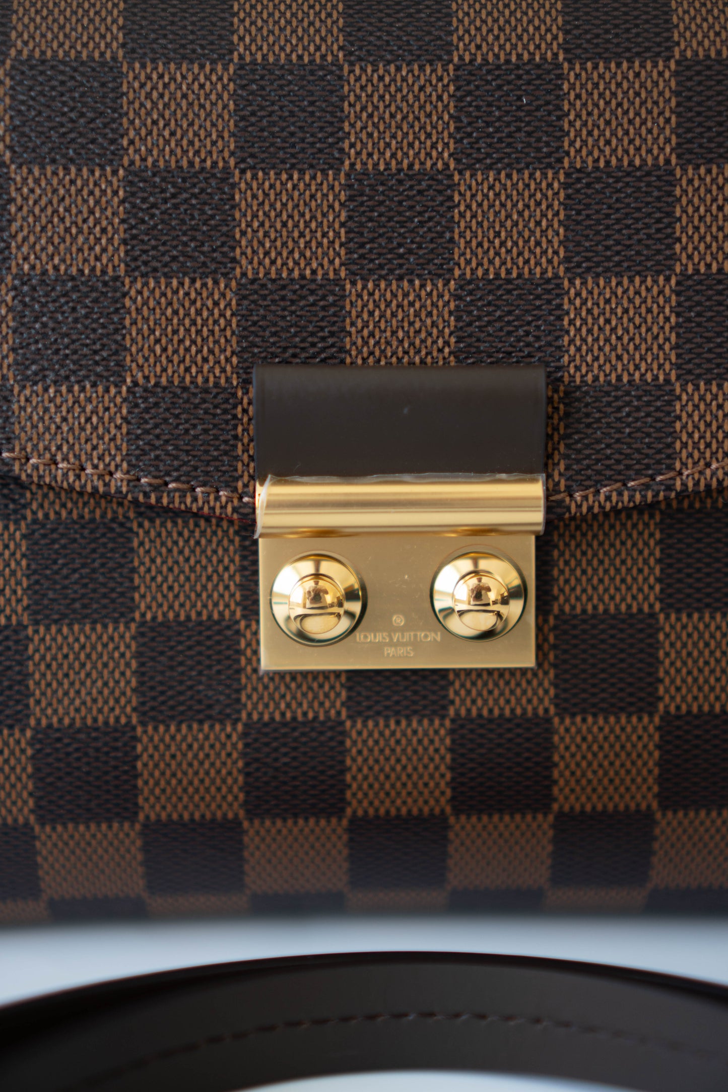 Croisette Top Handle Flap – Damier Ebene Canvas with Gold Hardware