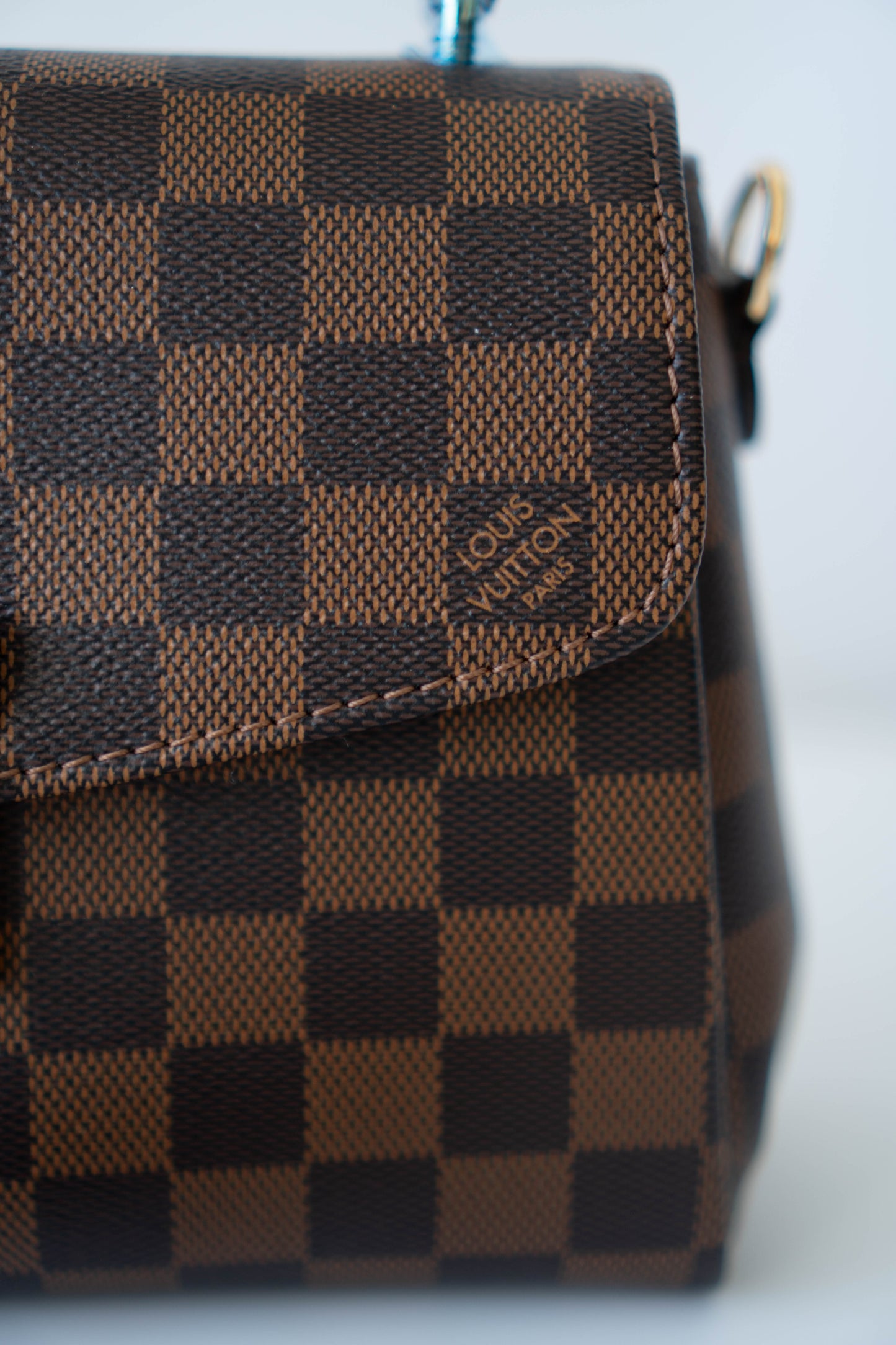 Croisette Top Handle Flap – Damier Ebene Canvas with Gold Hardware