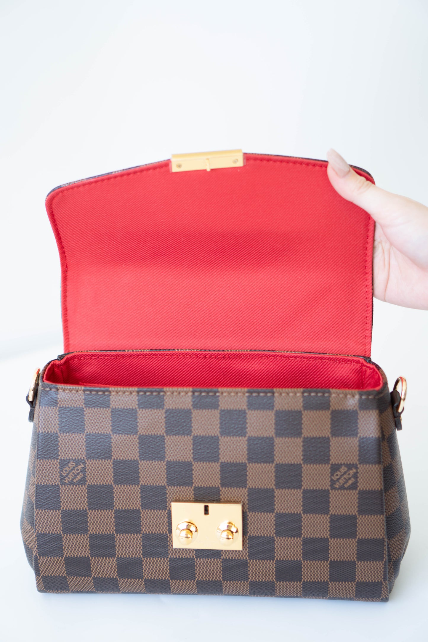 Croisette Top Handle Flap – Damier Ebene Canvas with Gold Hardware