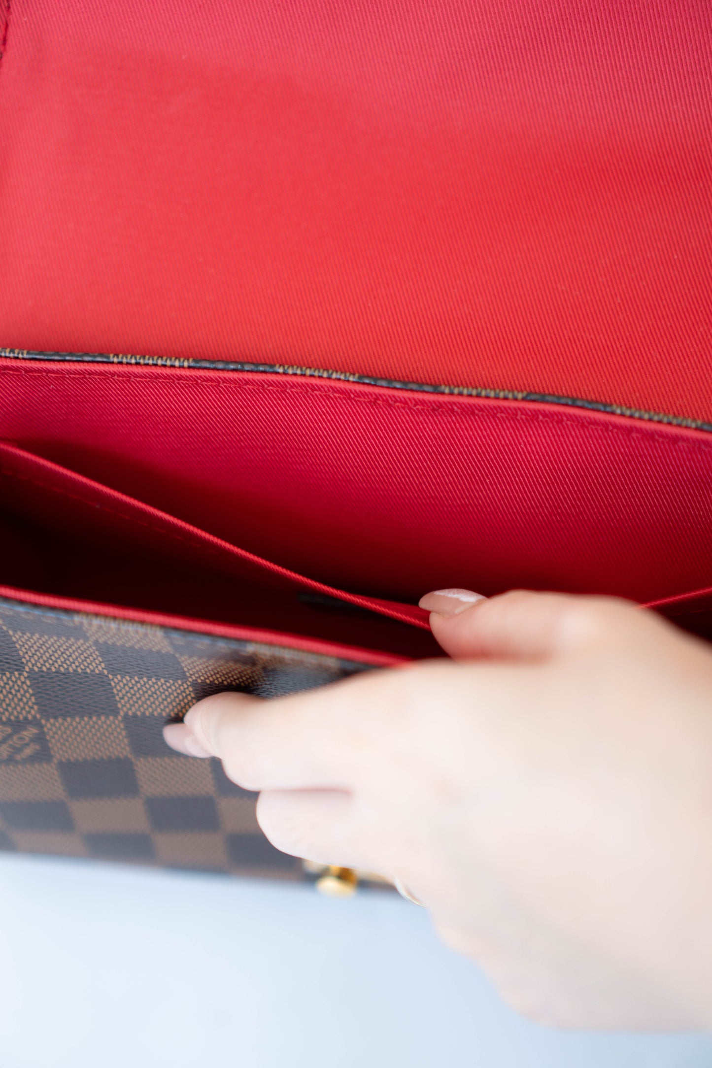 Croisette Top Handle Flap – Damier Ebene Canvas with Gold Hardware