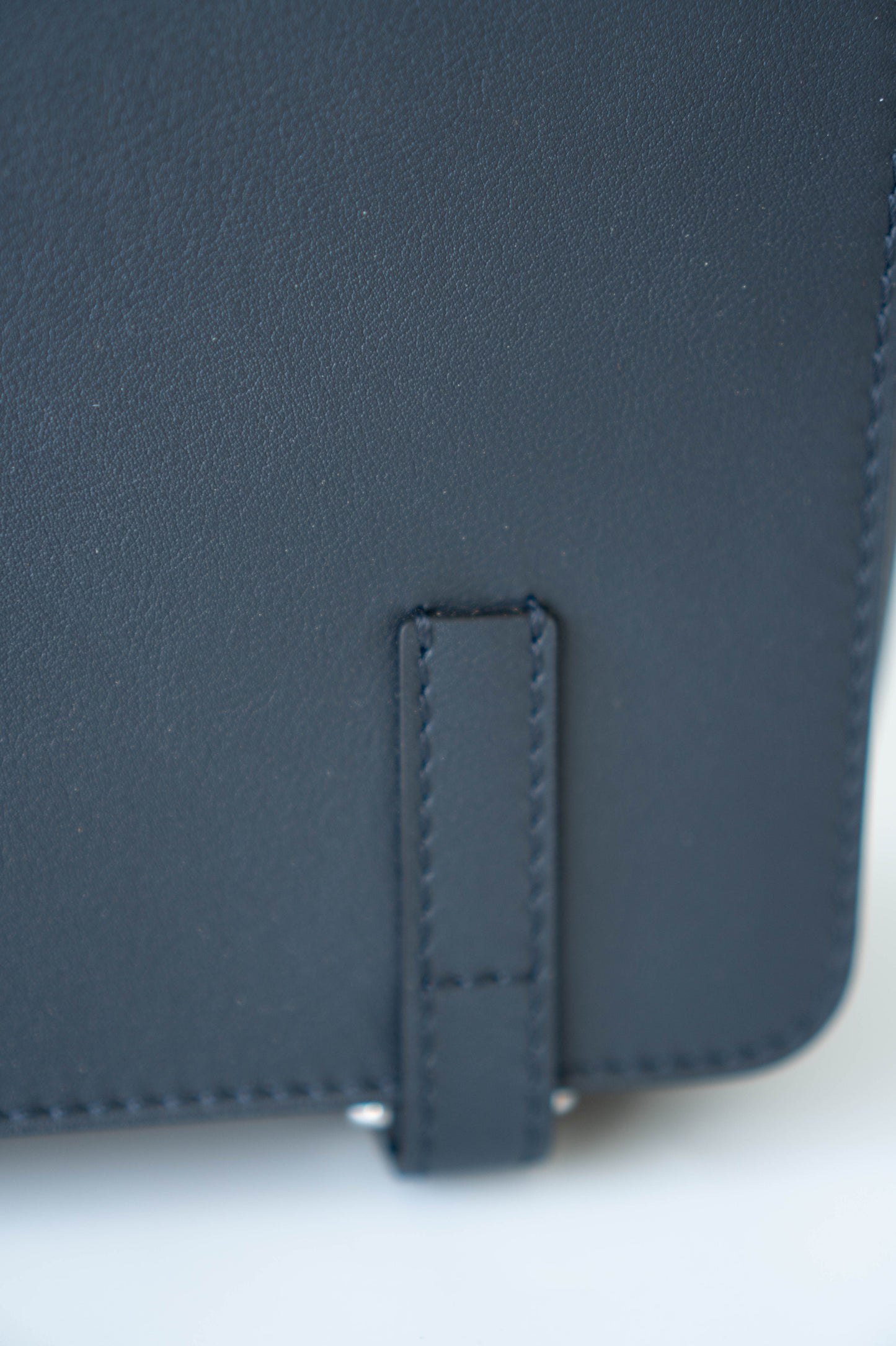 Military Messenger in Navy Blue supple Leather with Palladium Hardware