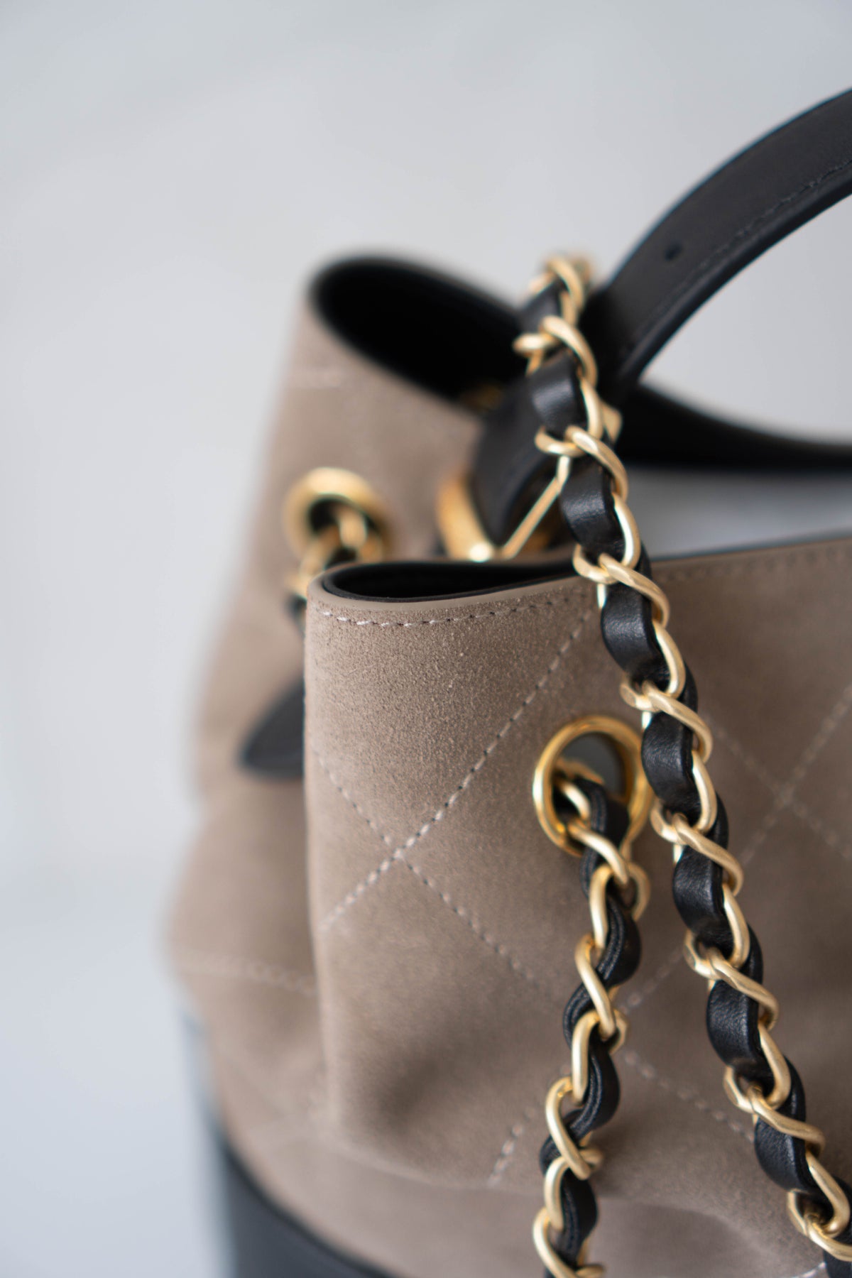 CC Large Hobo Bag – Taupe Suede & Black Calfskin