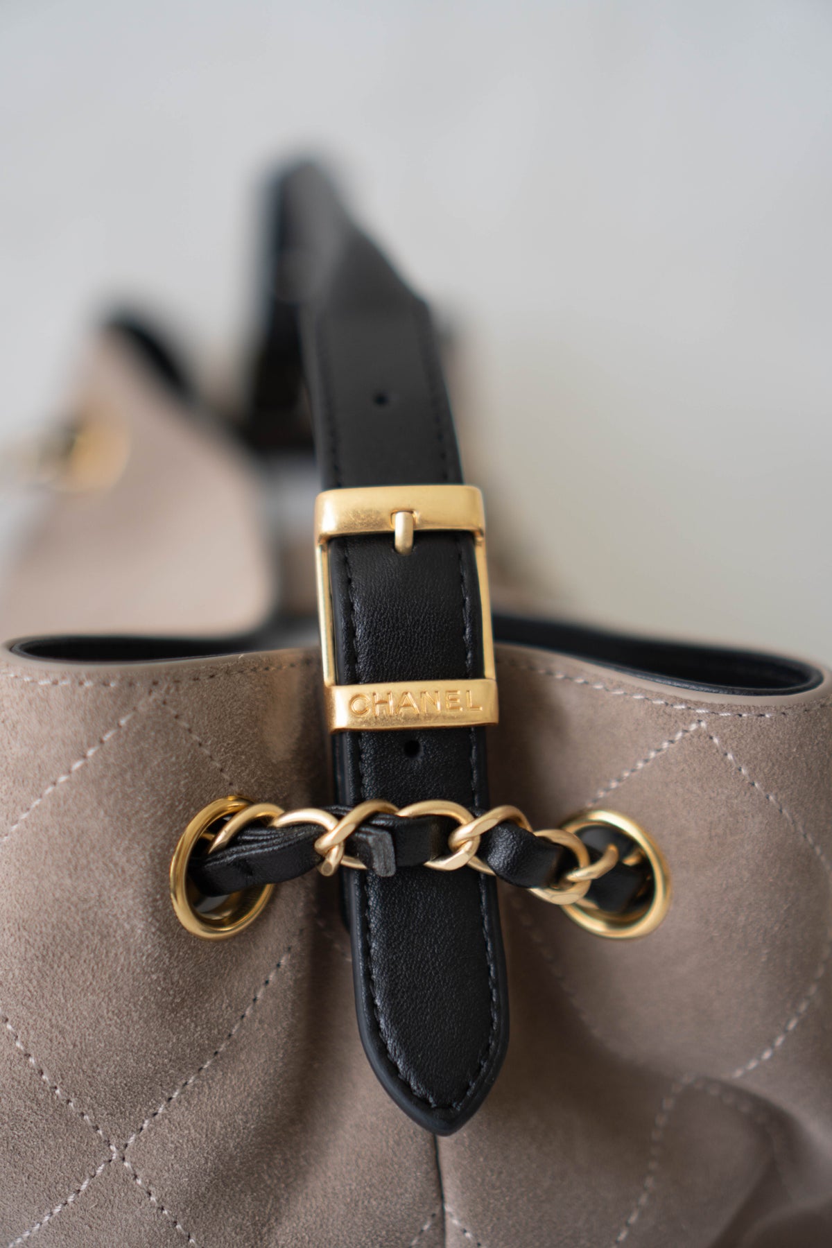 CC Large Hobo Bag – Taupe Suede & Black Calfskin
