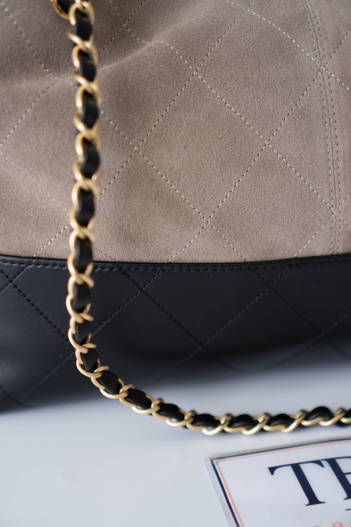 CC Large Hobo Bag – Taupe Suede & Black Calfskin