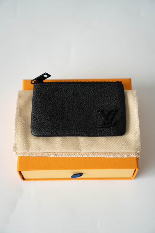 Pochette Clés Key Pouch in Aerogram Black leather with Black Hardware (Pre-Loved)