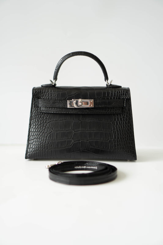 Mini KL II in Black Alligator leather with Palladium Hardware