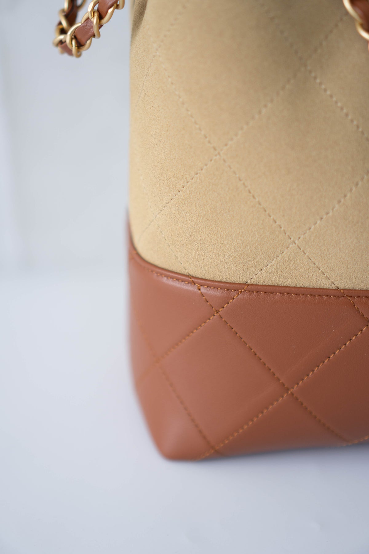 CC Large Hobo Bag – Beige Suede & Brown Calfskin