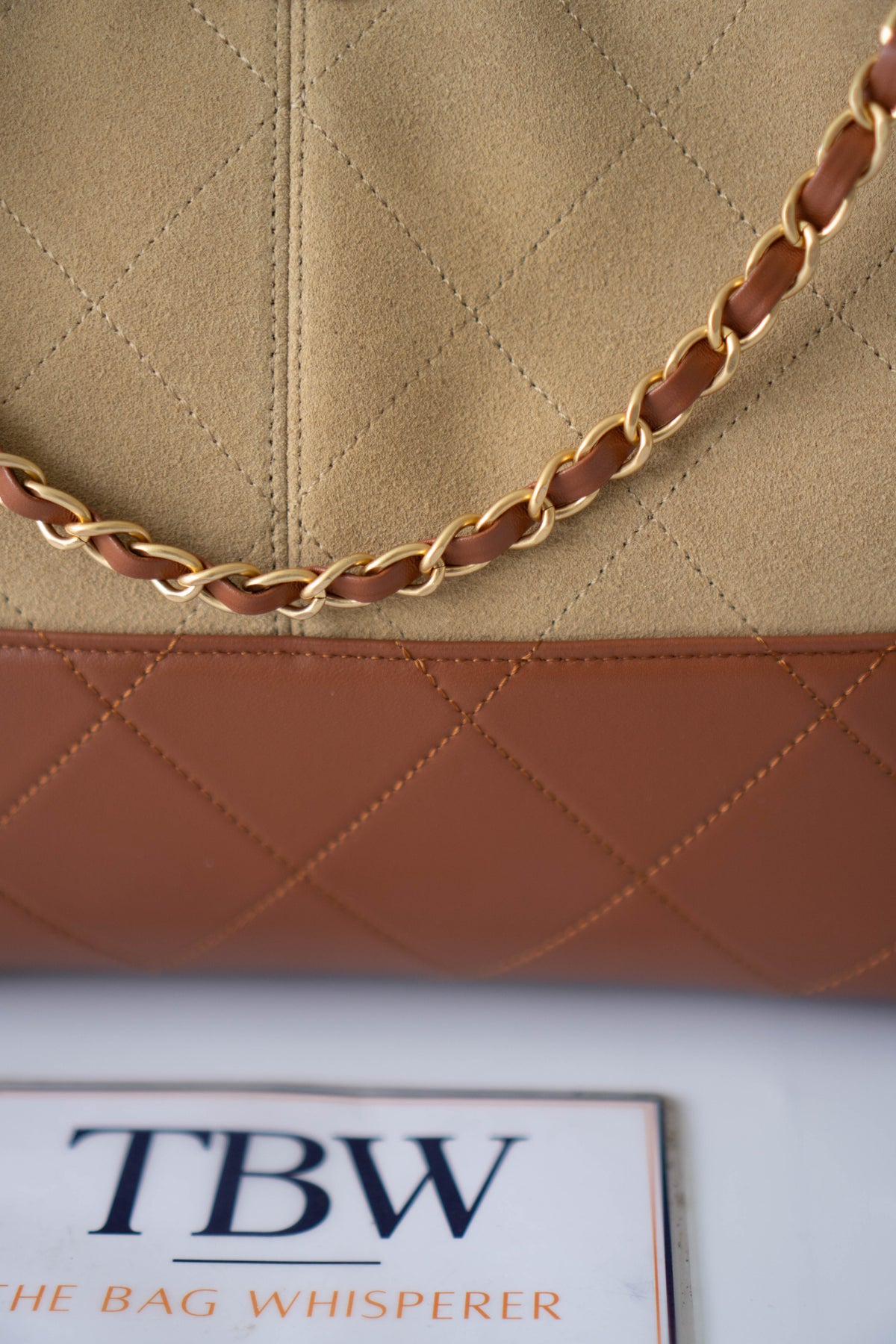 CC Large Hobo Bag – Beige Suede & Brown Calfskin