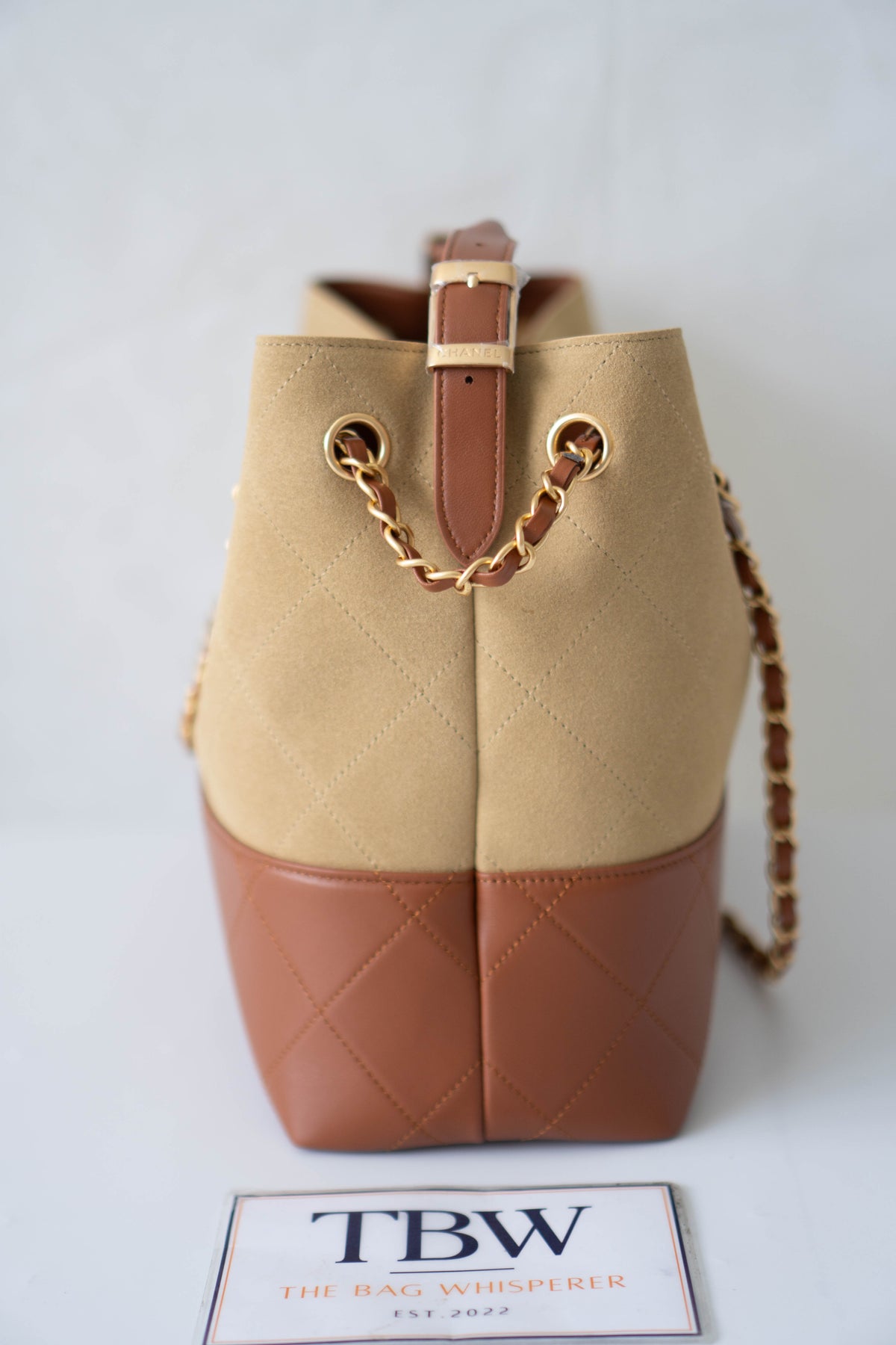 CC Large Hobo Bag – Beige Suede & Brown Calfskin