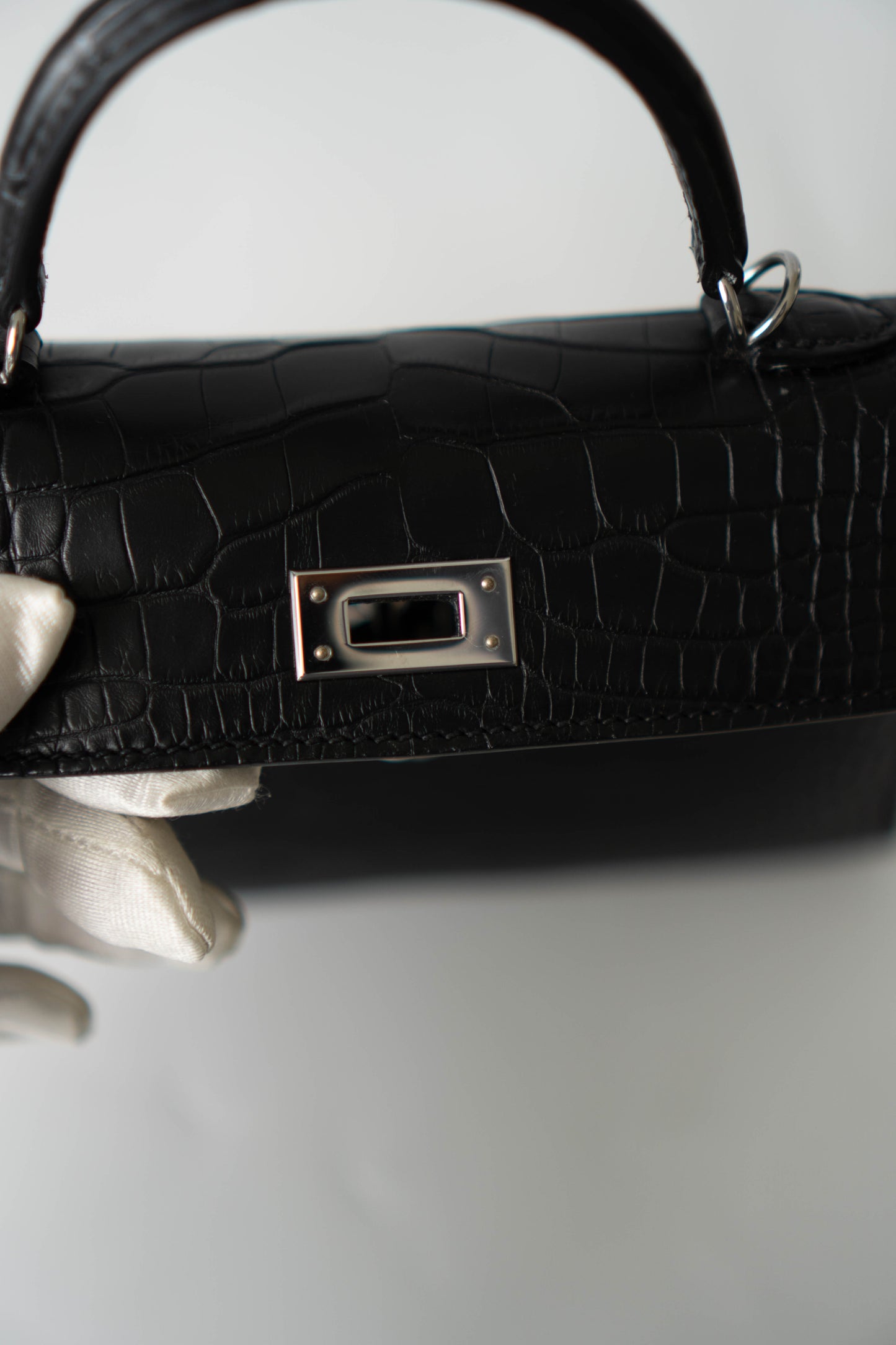 Mini KL II in Black Alligator leather with Palladium Hardware