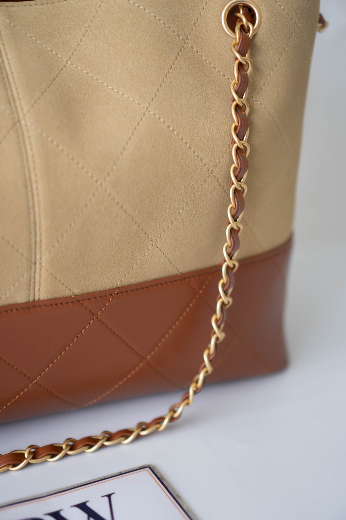 CC Large Hobo Bag – Beige Suede & Brown Calfskin