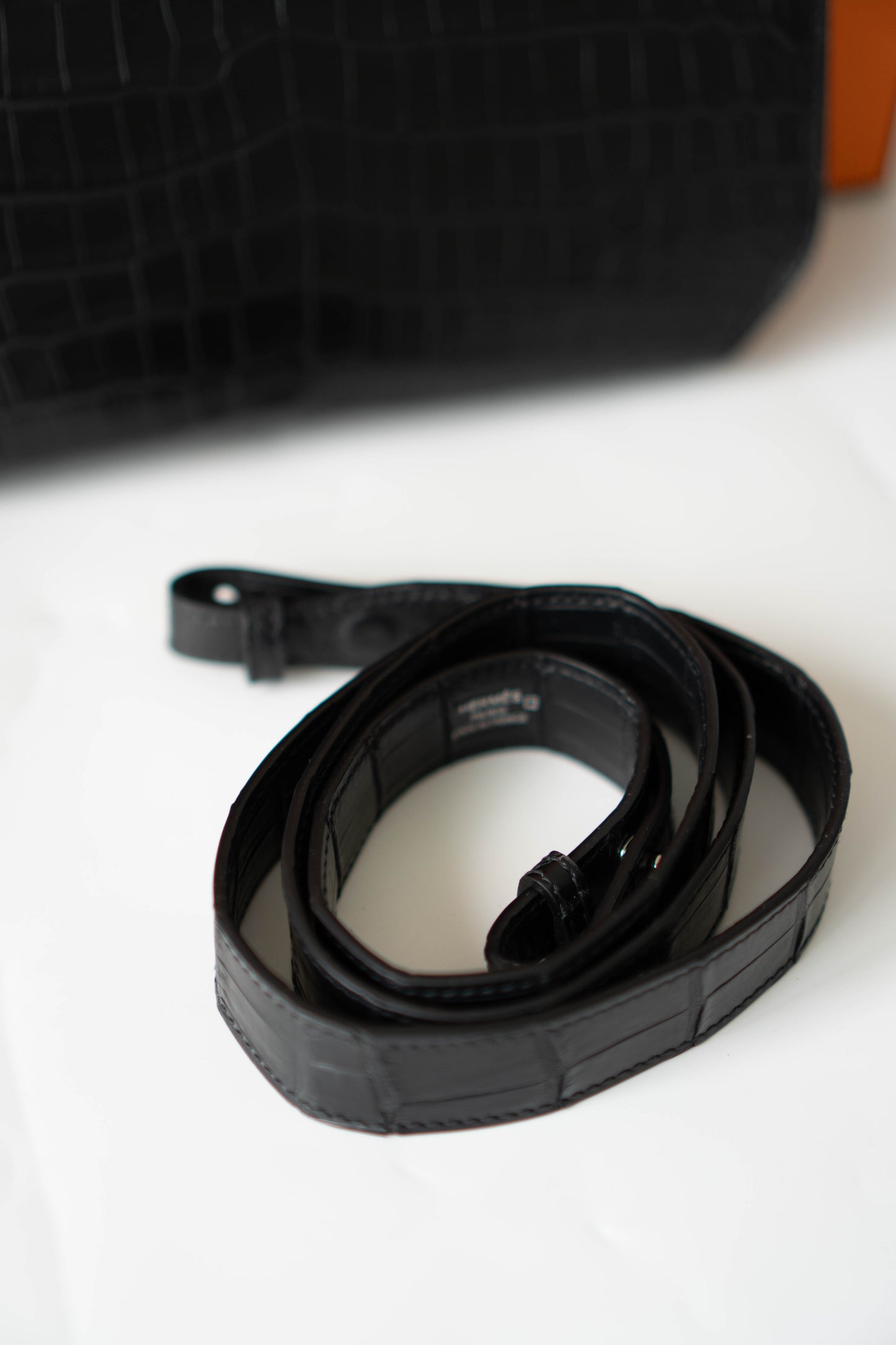 KL Dépêches in Matte Porosus Croc with Palladium Hardware