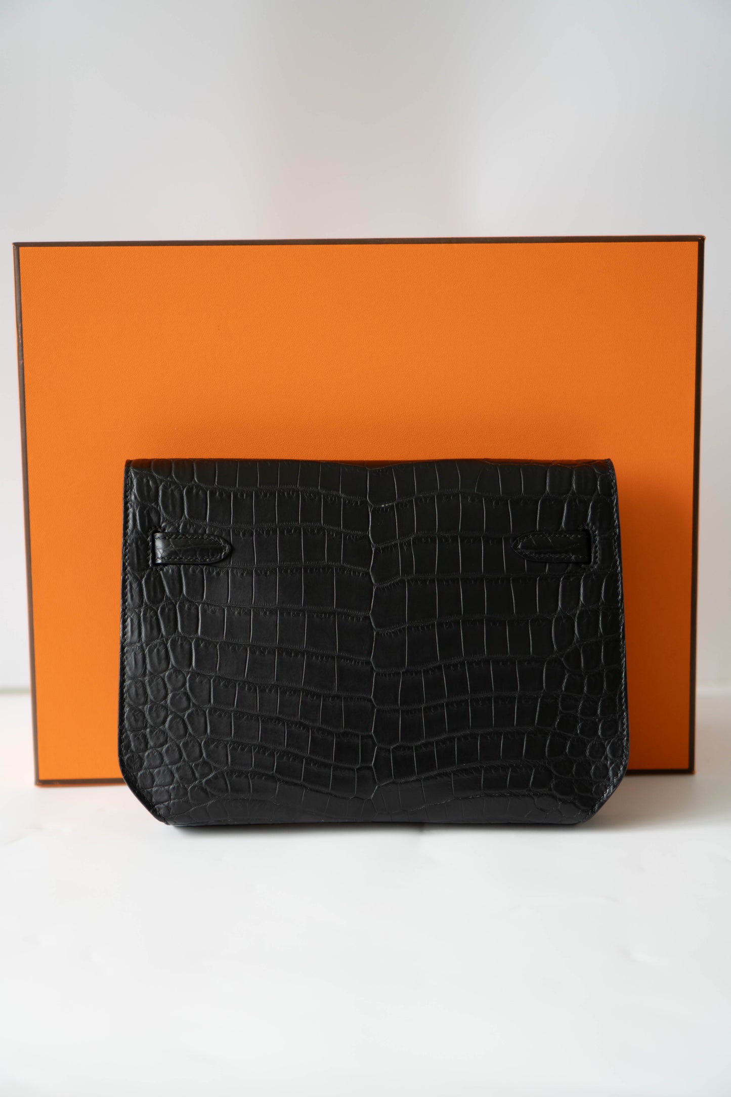 KL Dépêches in Matte Porosus Croc with Palladium Hardware