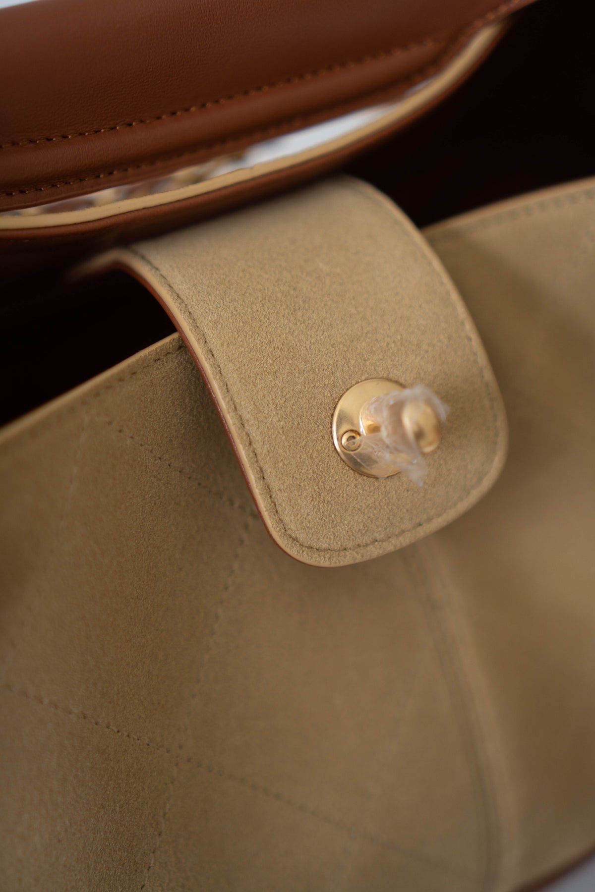 CC Large Hobo Bag – Beige Suede & Brown Calfskin