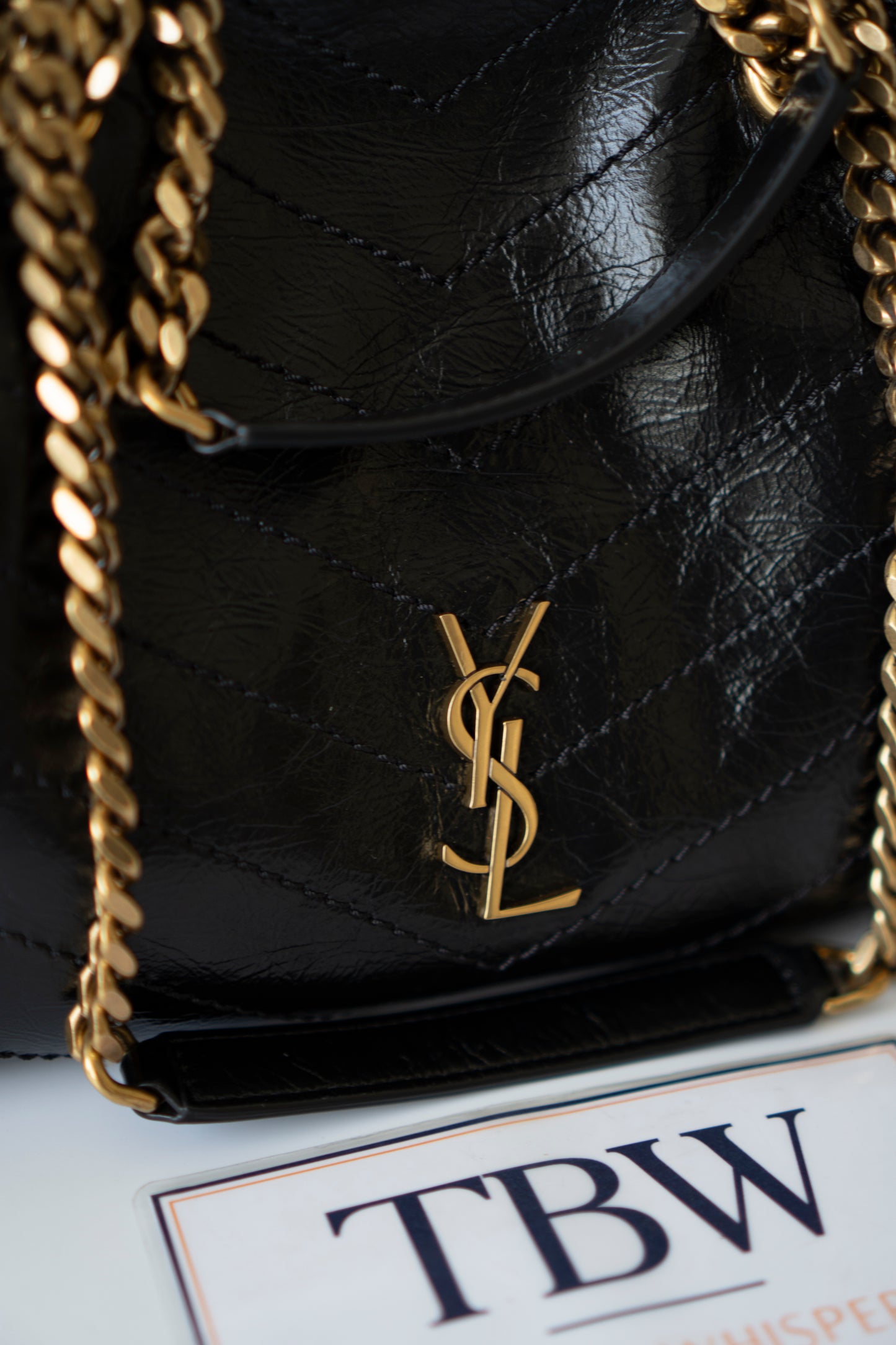 Niki Small Shopping Bag – Black Crinkled Vintage Calfskin with Gold Hardware