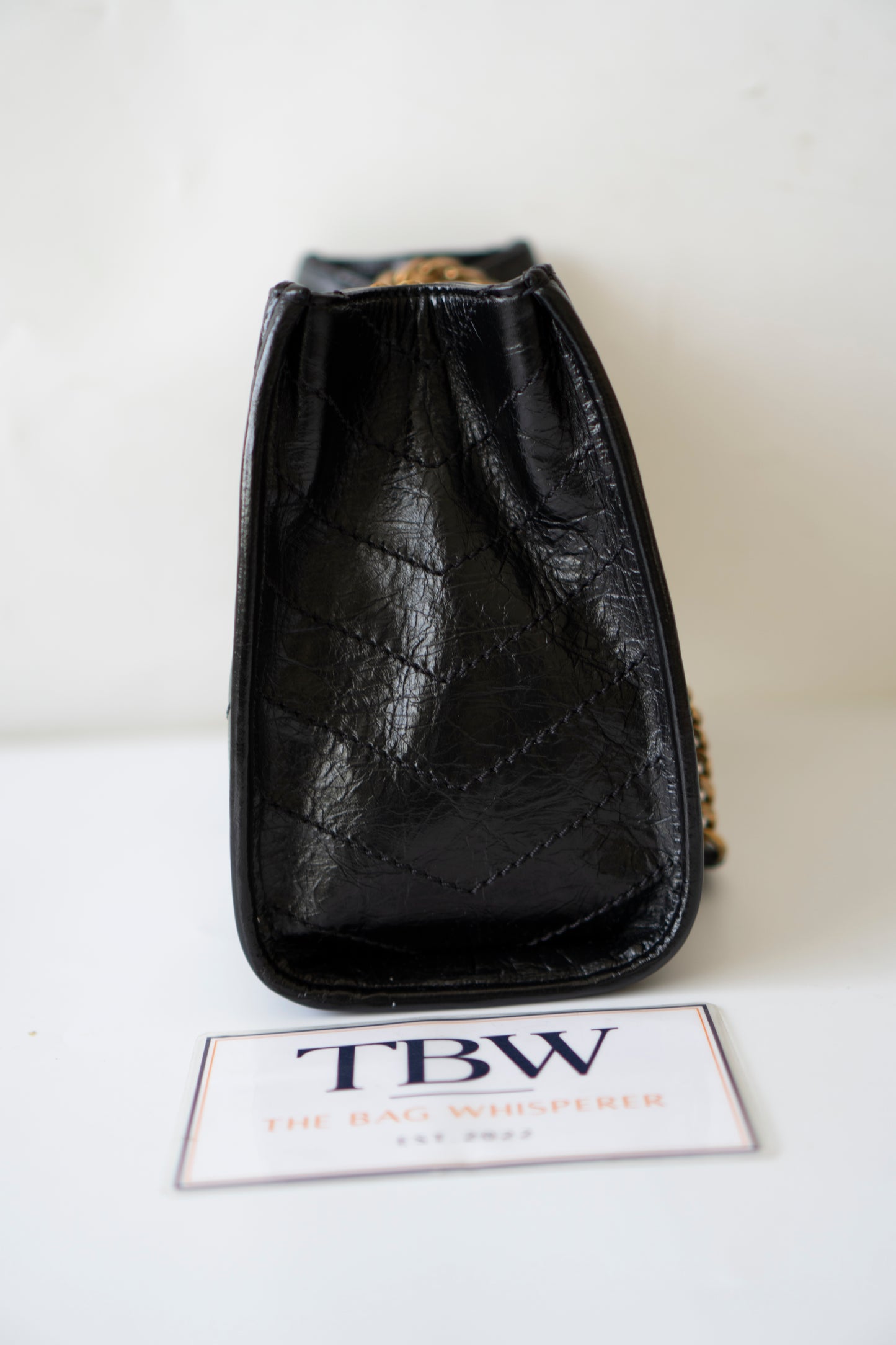 Niki Small Shopping Bag – Black Crinkled Vintage Calfskin with Gold Hardware