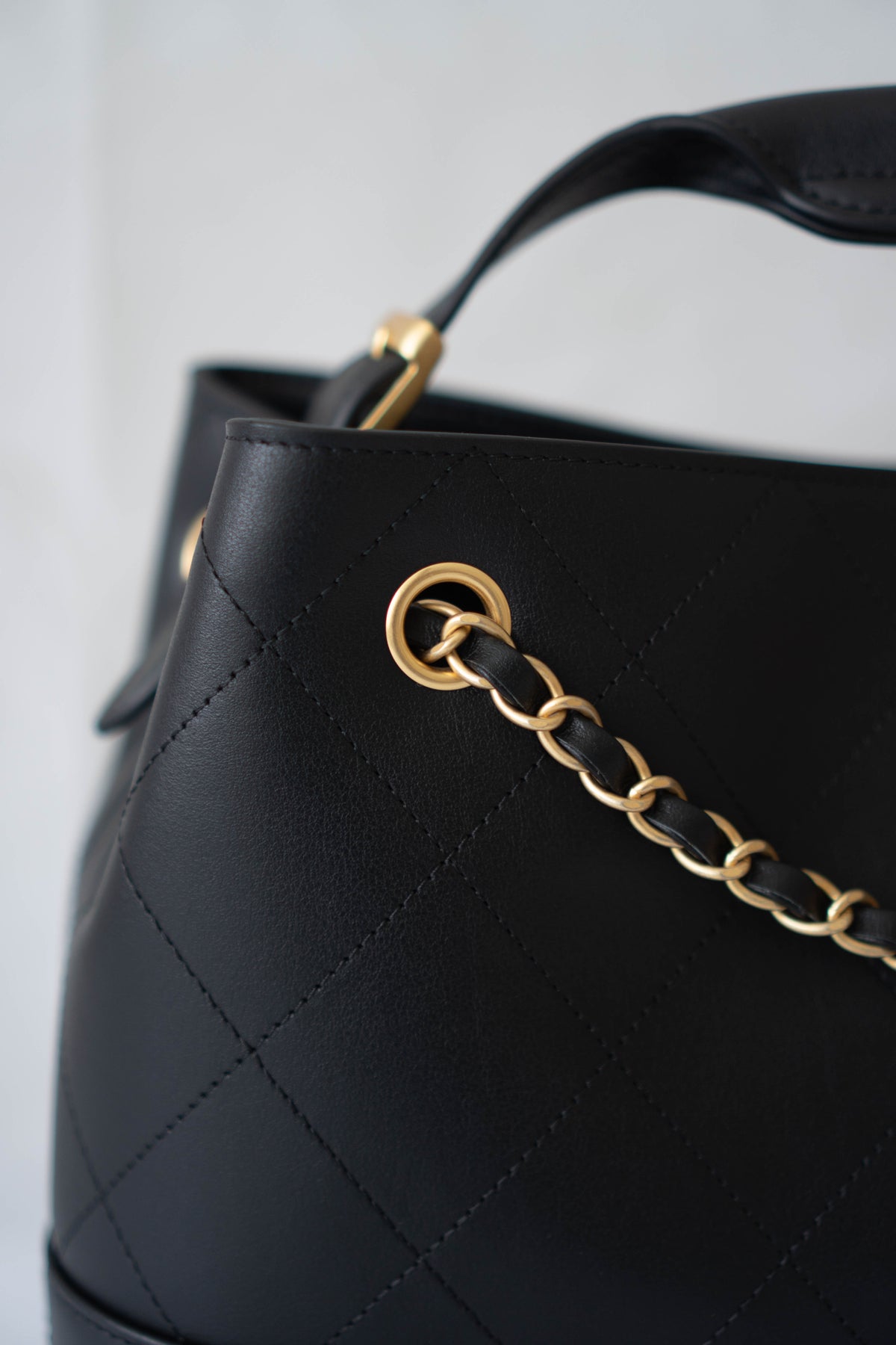 CC Large Hobo Bag – Black Calfskin in Gold Hardware