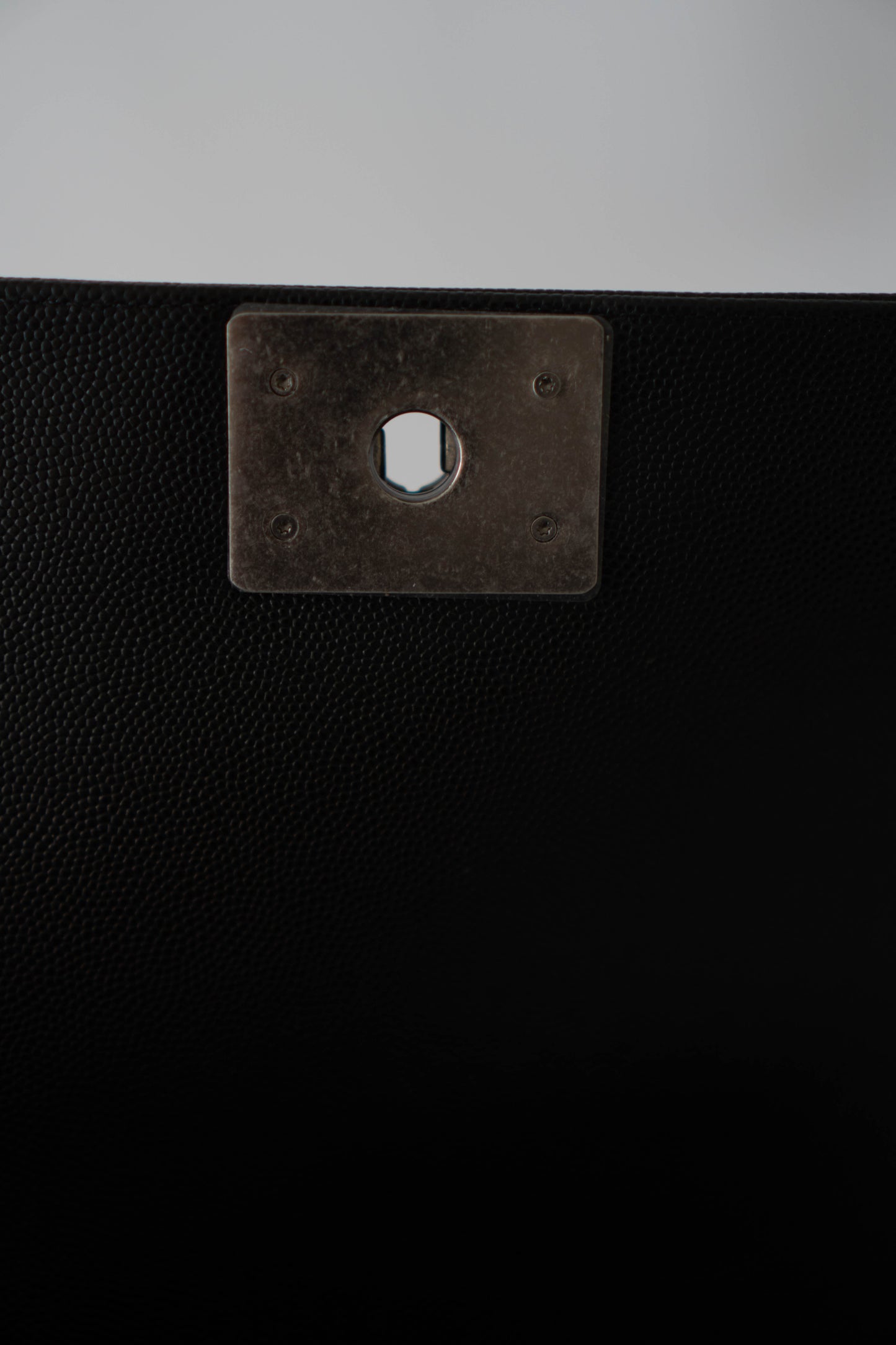 Le Boy Medium in Black Chevron Caviar Leather with Ruthenium Hardware